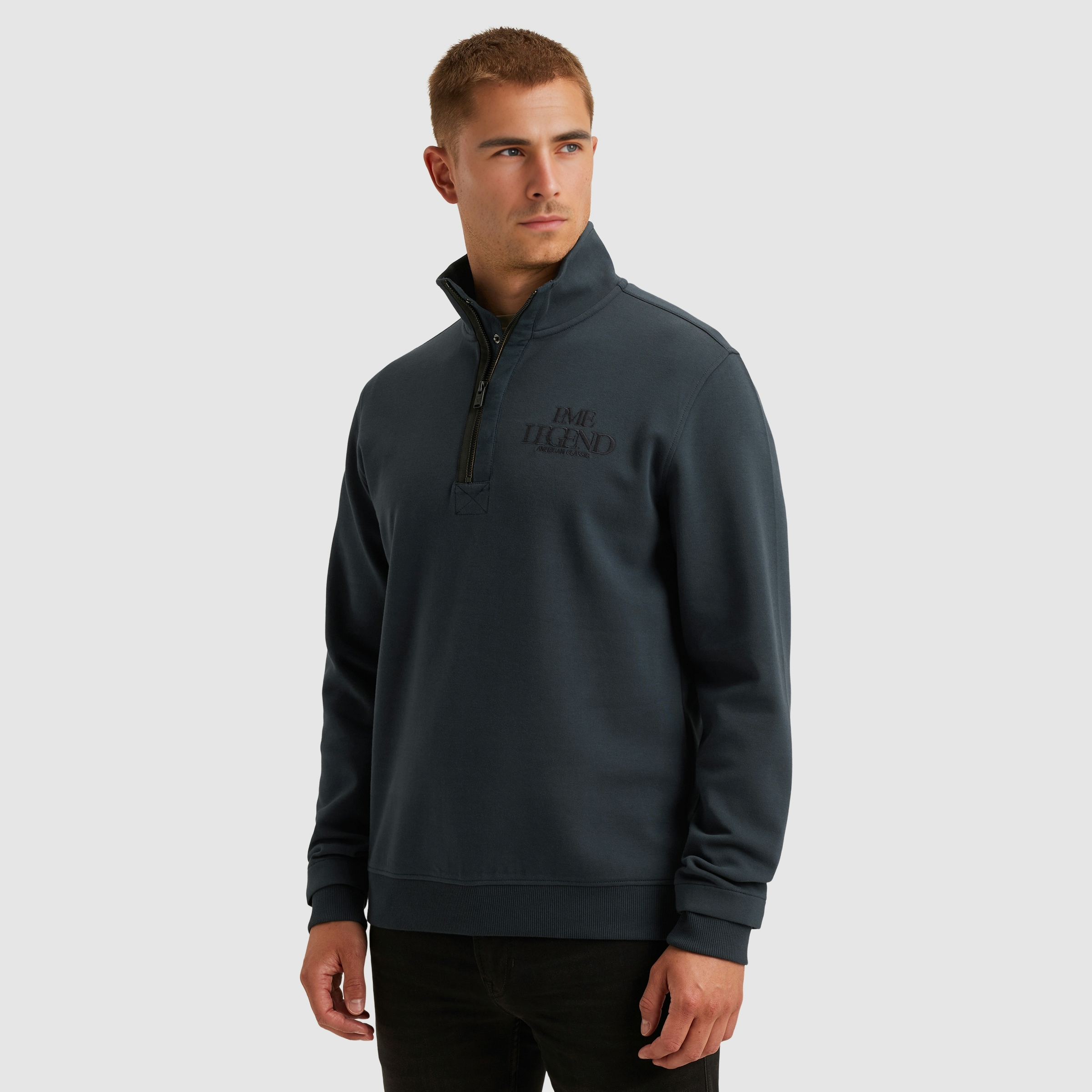 PME LEGEND Sweater , mit Logo-Stickerei und Troyer-Kragen mit Reißverschluss
