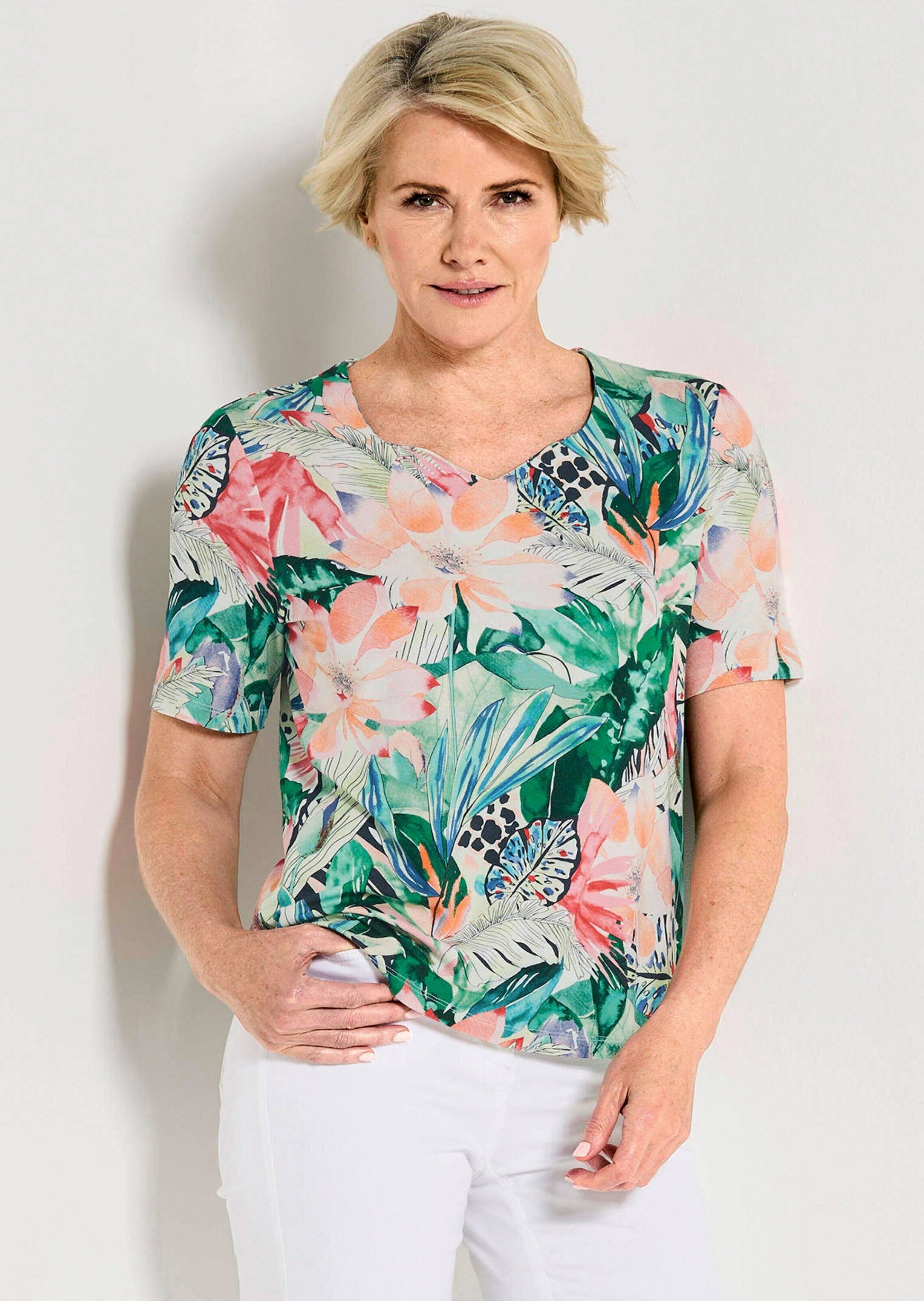 GOLDNER Print-Shirt »Jerseyshirt mit Dschungel-Print« stretchbequemer Viskosejersey