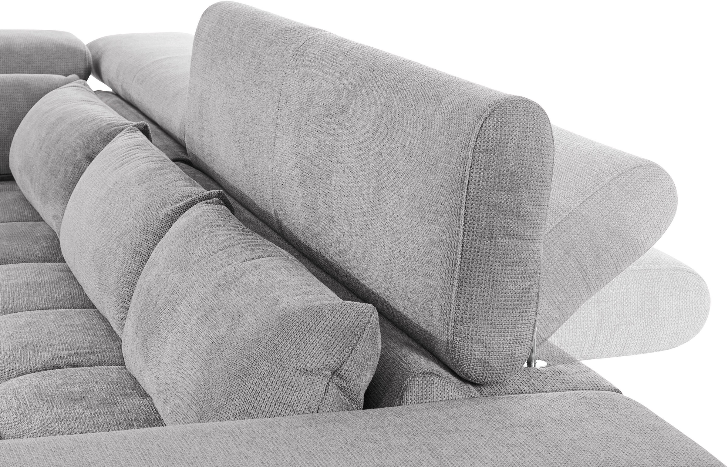 COTTA Ecksofa »Orion L-Form«, mit Kopfteilverstellung & 5 Nierenkissen