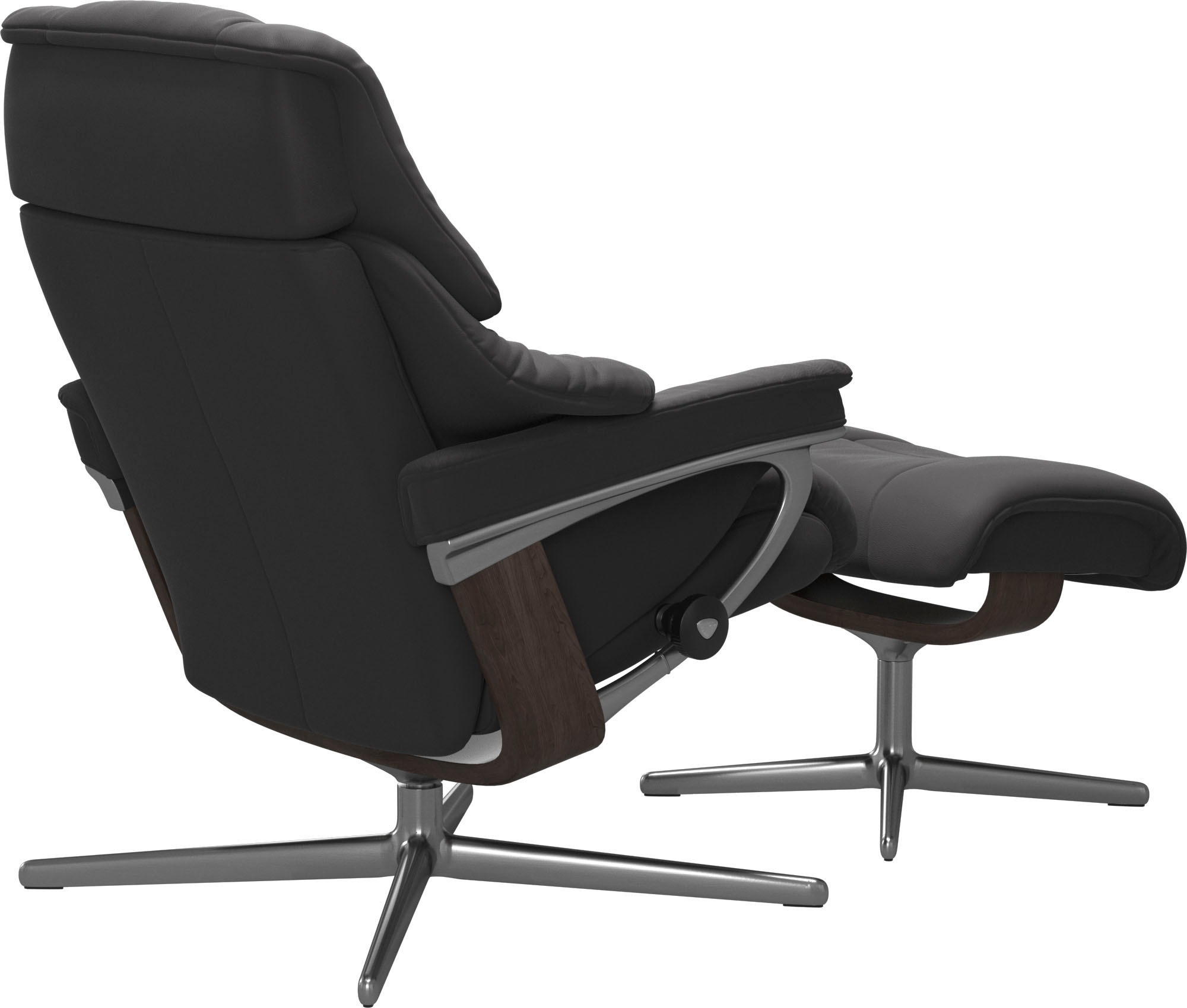 Stressless® Relaxsessel »Reno«, (Set, Relaxsessel mit Hocker), mit Hocker, mit Cross Base, Größe S, M & L, Holzakzent Wenge
