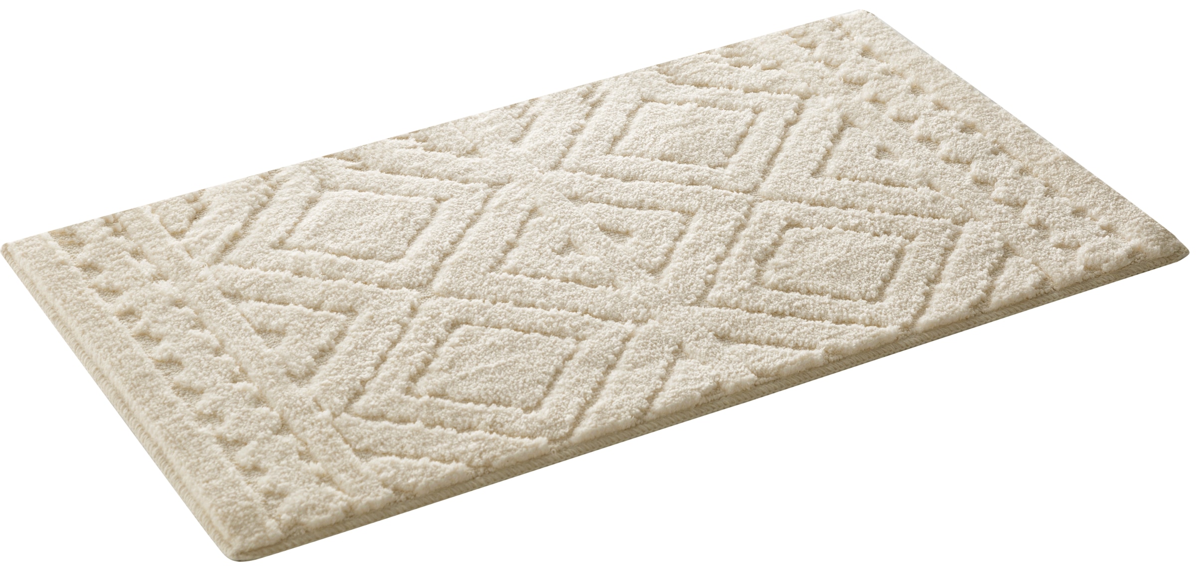 my home Badematte »Louvres, Badvorleger, Badezimmer Teppich, Duschvorleger« Höhe 10 mm rutschhemmend beschichtet schnell trocknend Badteppich, Uni Farben, Hoch-Tief Effekt, Boho-Style