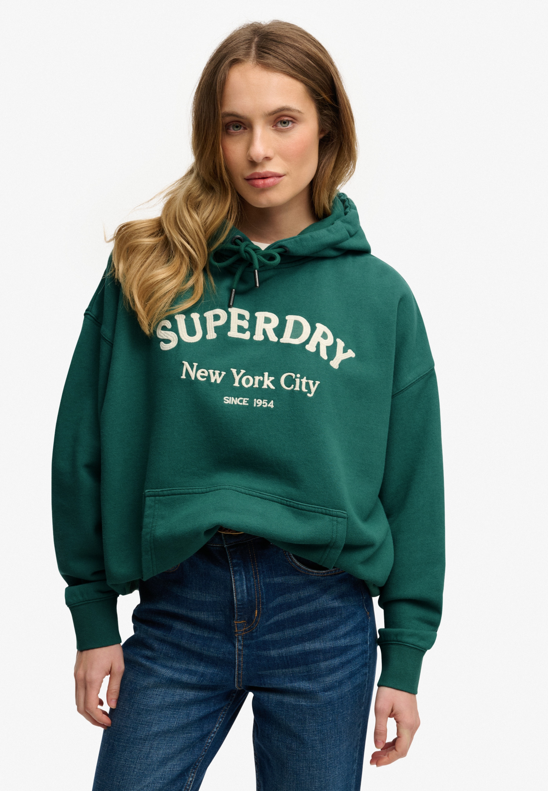 Superdry Kapuzensweatshirt »Luxe Casual Emb Relaxed Hood«, Baumwolle, oversize
