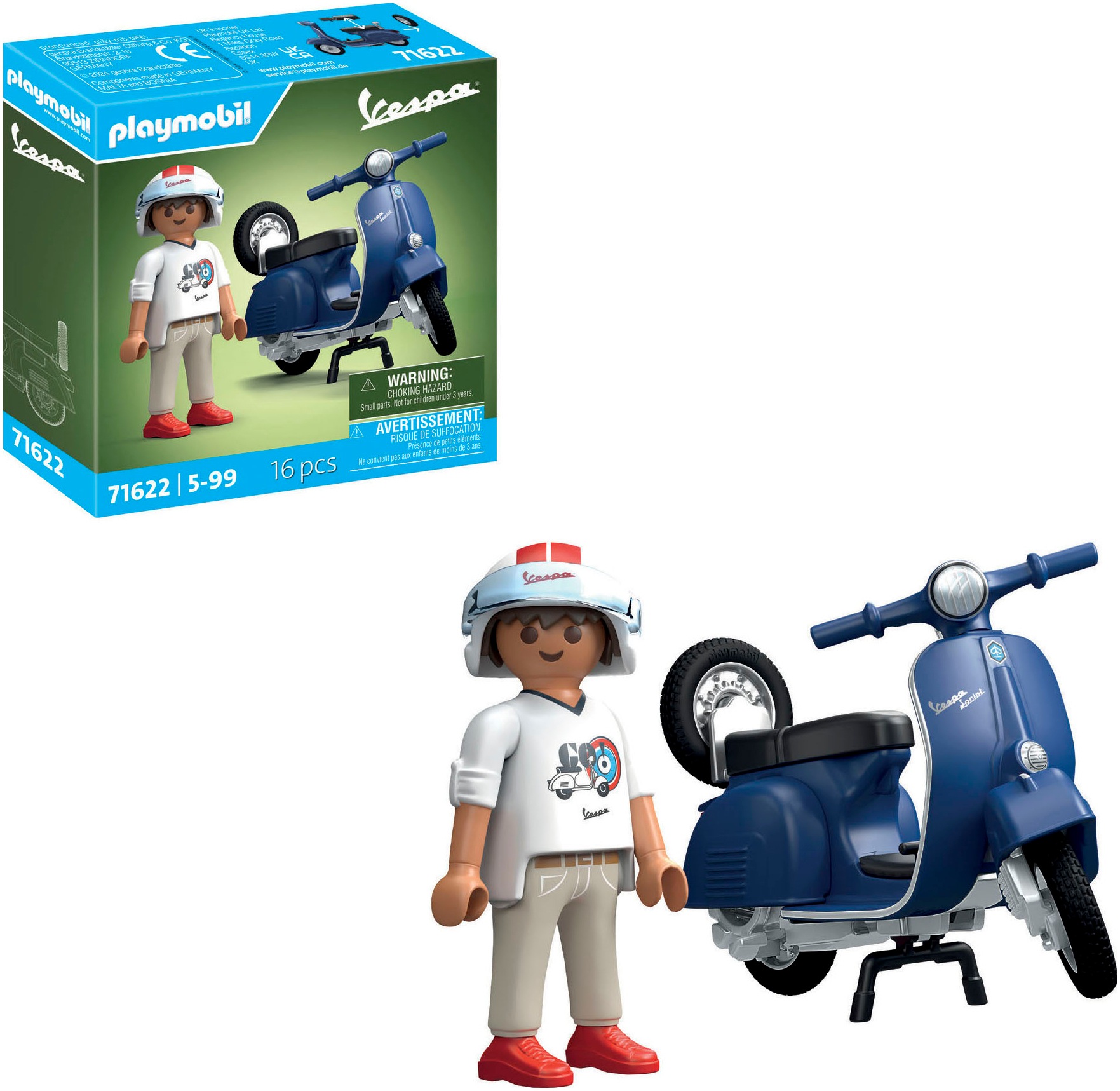 Playmobil® Konstruktions-Spielset »1969 Vespa 150 Sprint Veloce, Blau (71622), Vespa«, (16 St.), Made in Europe