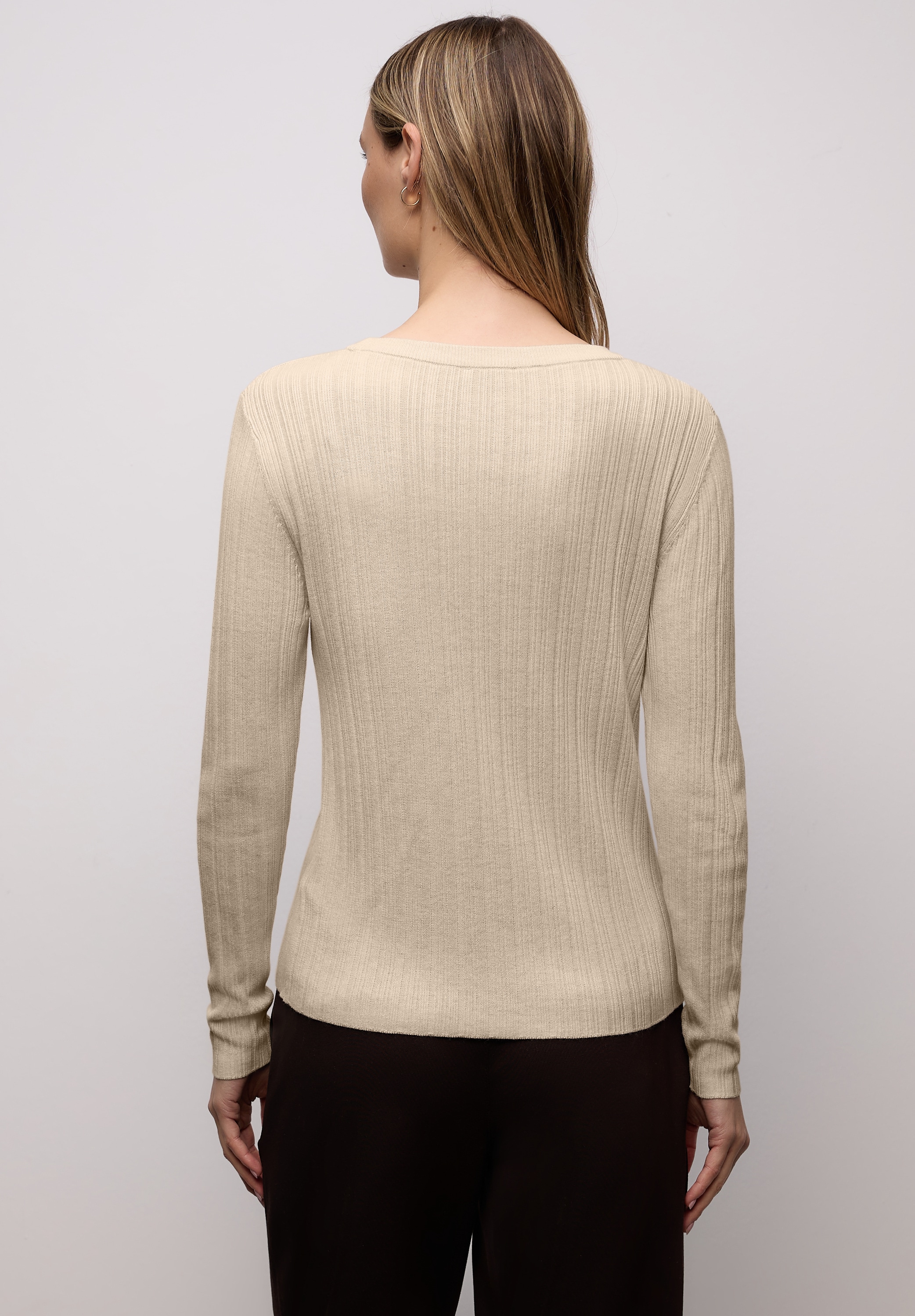 STREET ONE Strickpullover mit Rippstruktur und Viskose