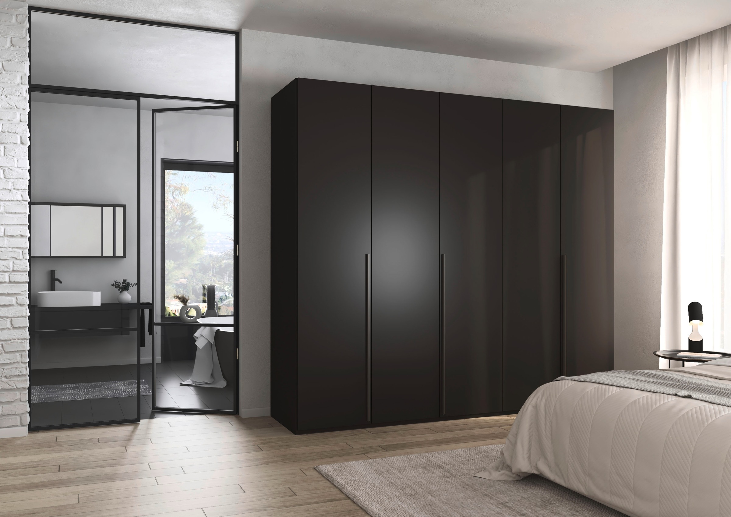 rauch Drehtürenschrank »Kleiderschrank Schrank Garderobe Wäscheschrank BESTSELLER MONTCLAR« 3 Ausstattungen BASIC/CLASSIC/PREMIUM (SOFT-CLOSE), Breiten 201-400 cm,  Front in Glas/Hochglanz/Dekor/Grauspiegel in 5 Breiten MADE IN GERMANY