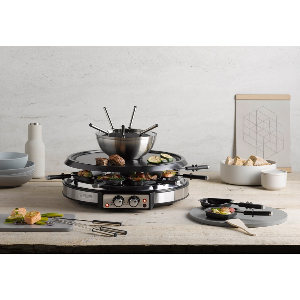 Severin Raclette und Fondue-Set »RG 2348«, 8 St. Raclettepfännchen, 1900 W