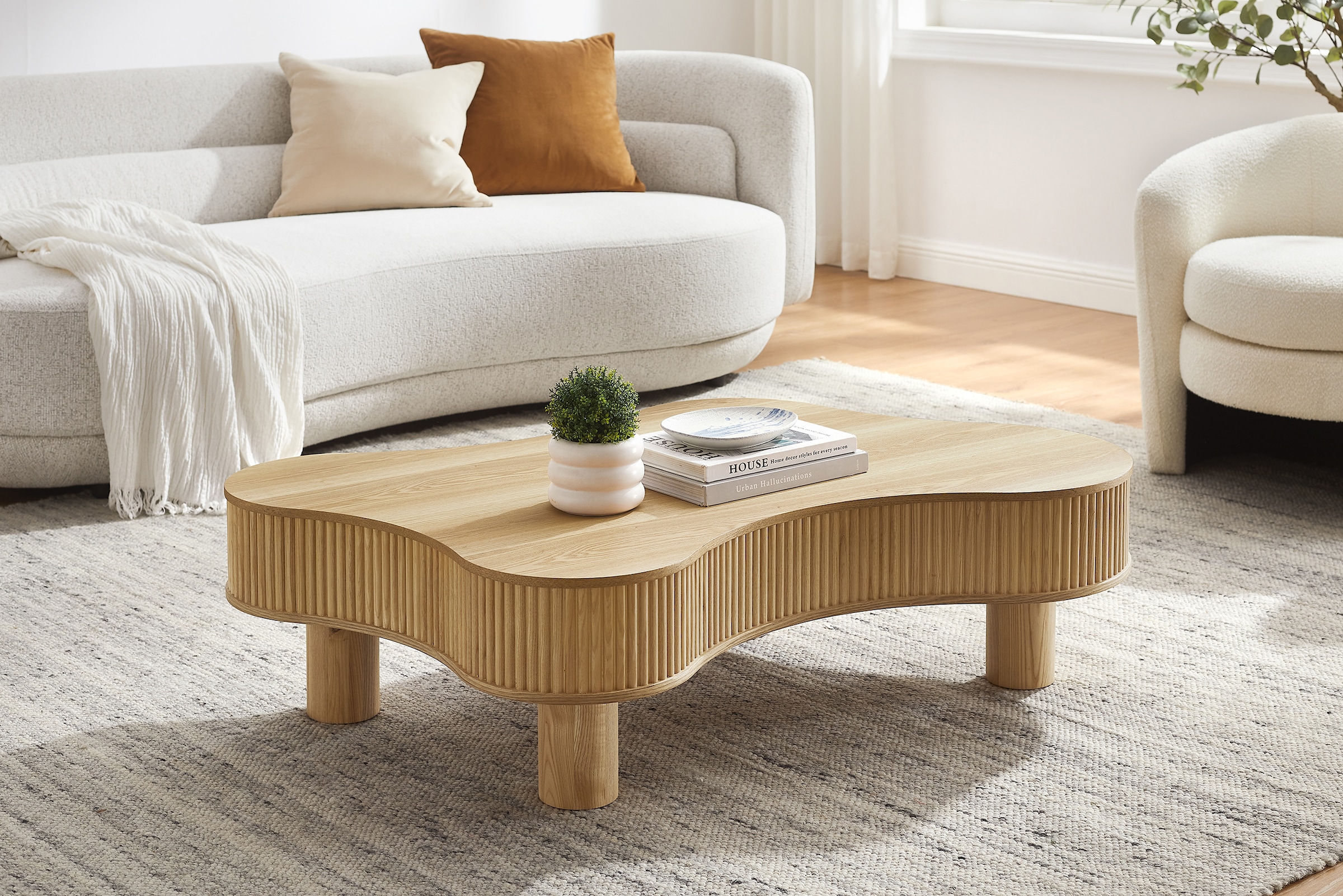 SalesFever Couchtisch 1 Stk. tlg. mit Massivholz-Lamellen