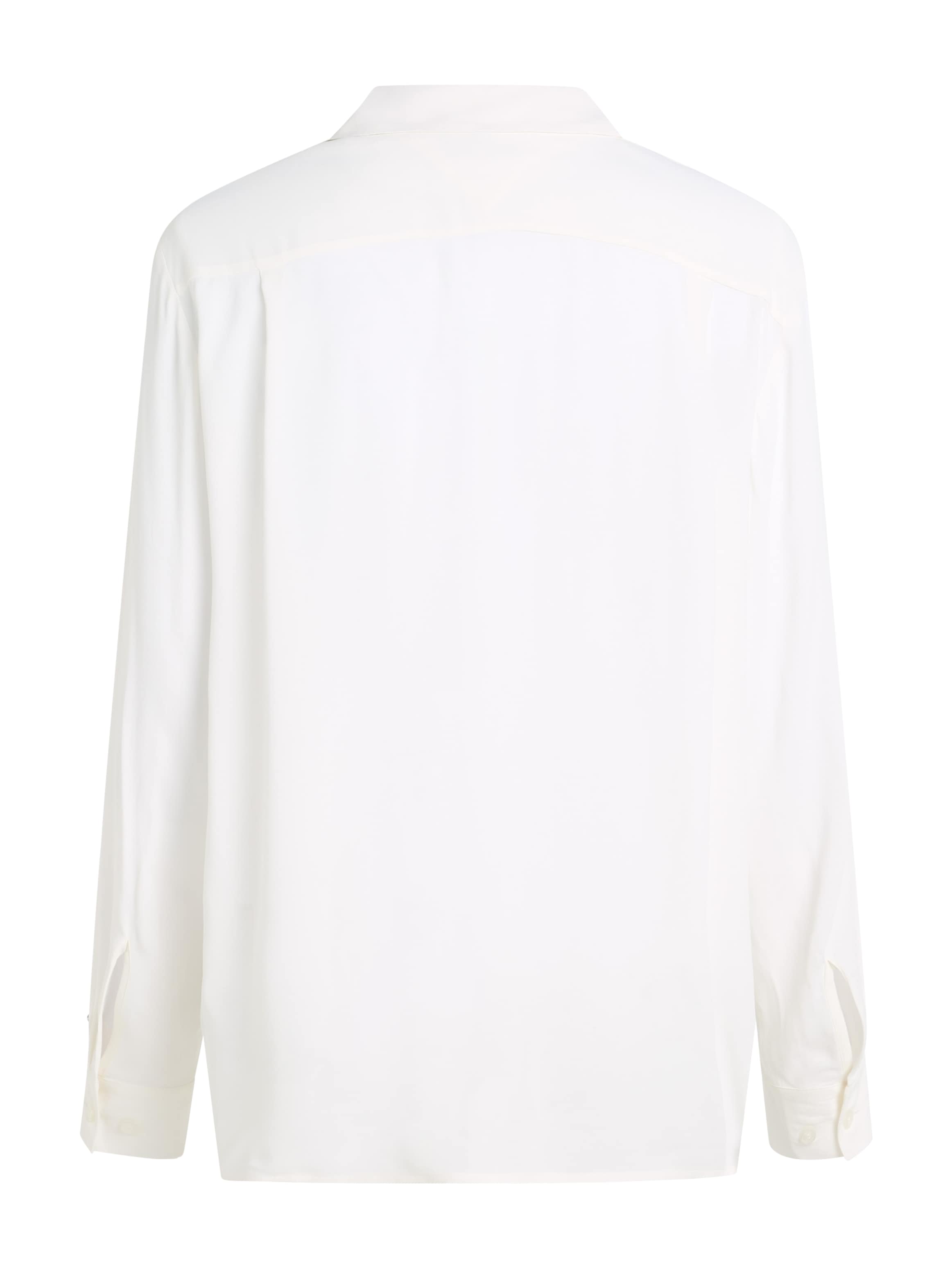 Tommy Hilfiger Hemdbluse Markenlabel auf bei dem LS«, »VISCOSE CREPE mit kleinem SHIRT OTTOversand Ärmelabschluss FLUID