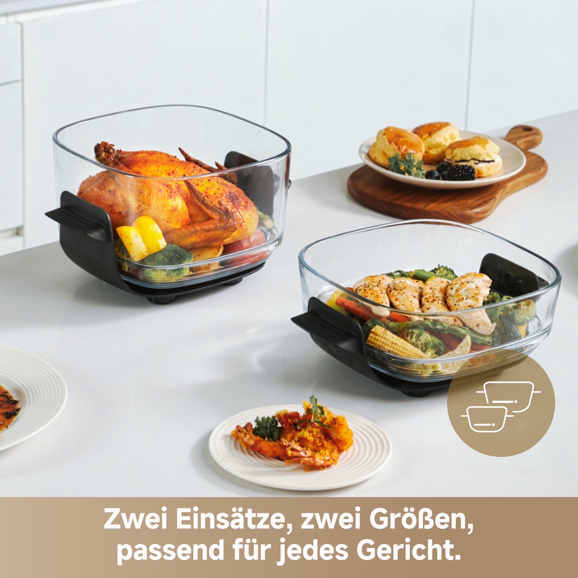Dreame Heißluftfritteuse »Tasti PT60« 1500 W 2 Glasbehälter, 1500 Watt, Fritierplatte