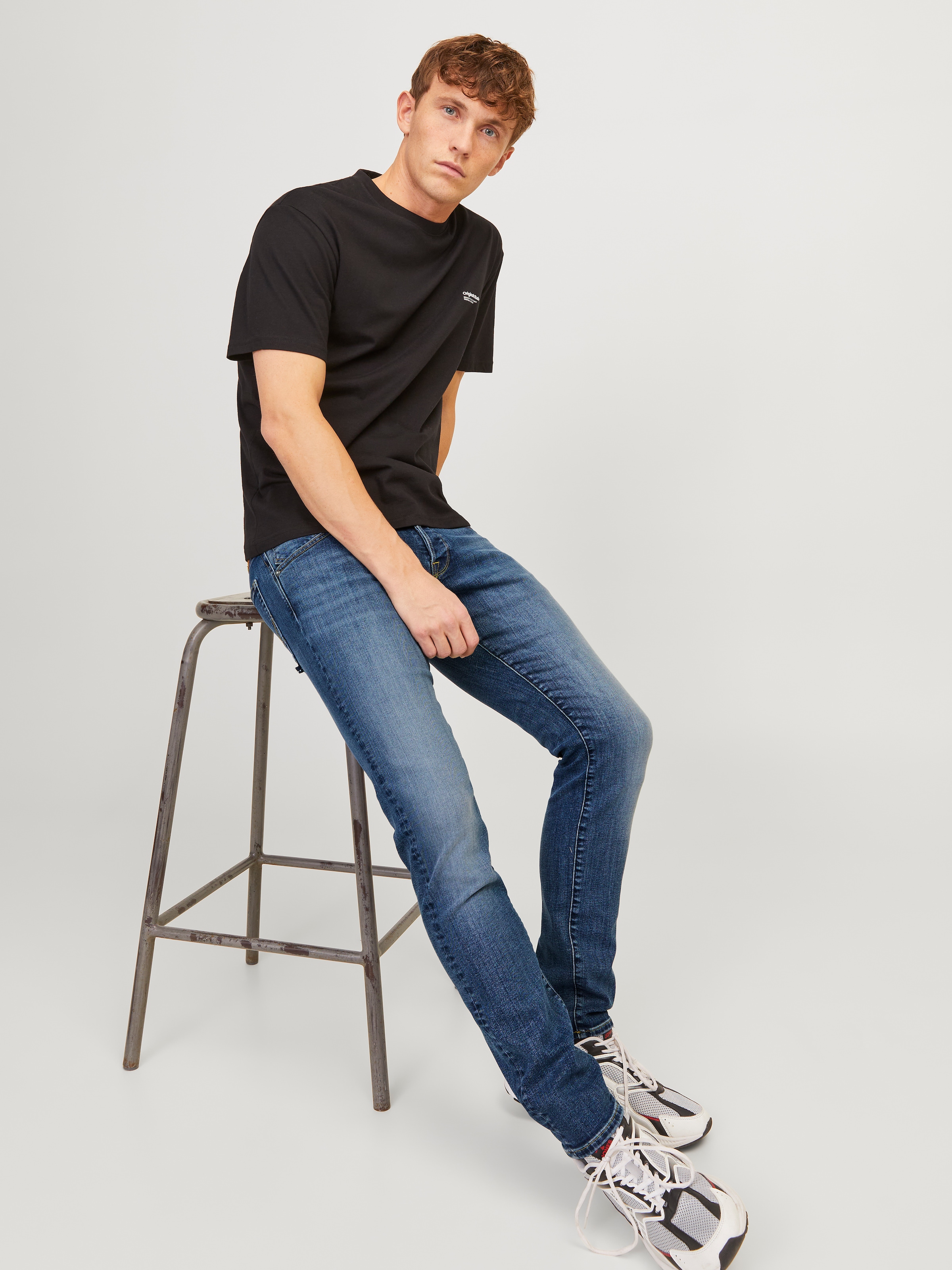 Jack & Jones Slim-fit-Jeans »JJIGLENN – Jeans mit Stretch, niedriger Leibhöhe und Taschen« Baumwollmischung, slim fit