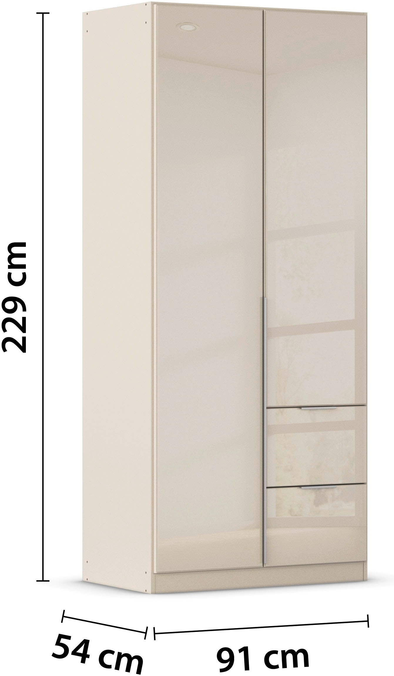 rauch Drehtürenschrank »Kleiderschrank Kleiderschränke Schrank Garderobe AGORDO mit Glasfront«, (in zwei Griff-Farben mit Glasfront), mit Außenschubkästen, in 6 Breiten und 2 Höhen MADE IN GERMANY