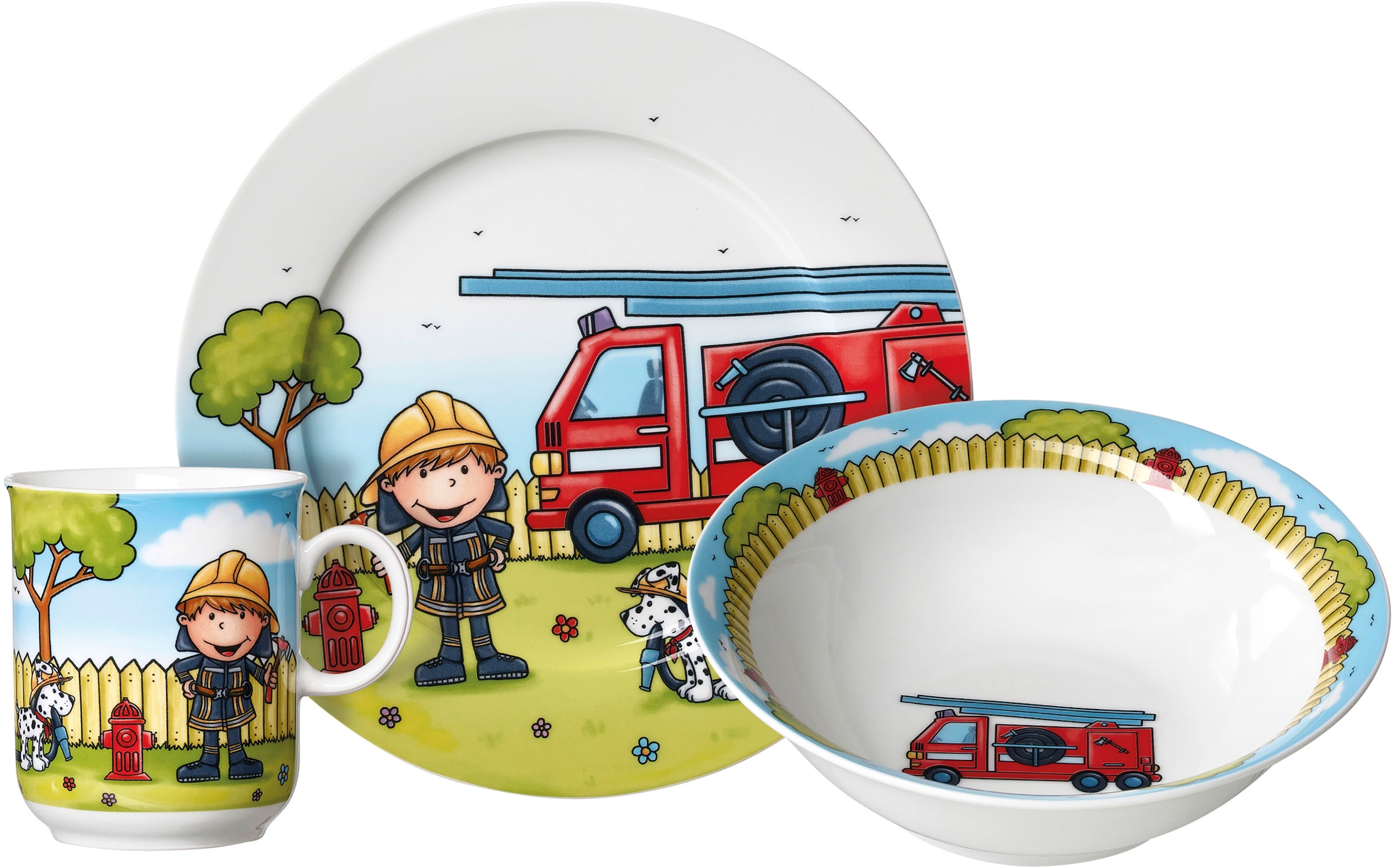 Ritzenhoff & Breker Kindergeschirr-Set »Feuerwehrmann Bernie«, (Set, 3 tlg.)