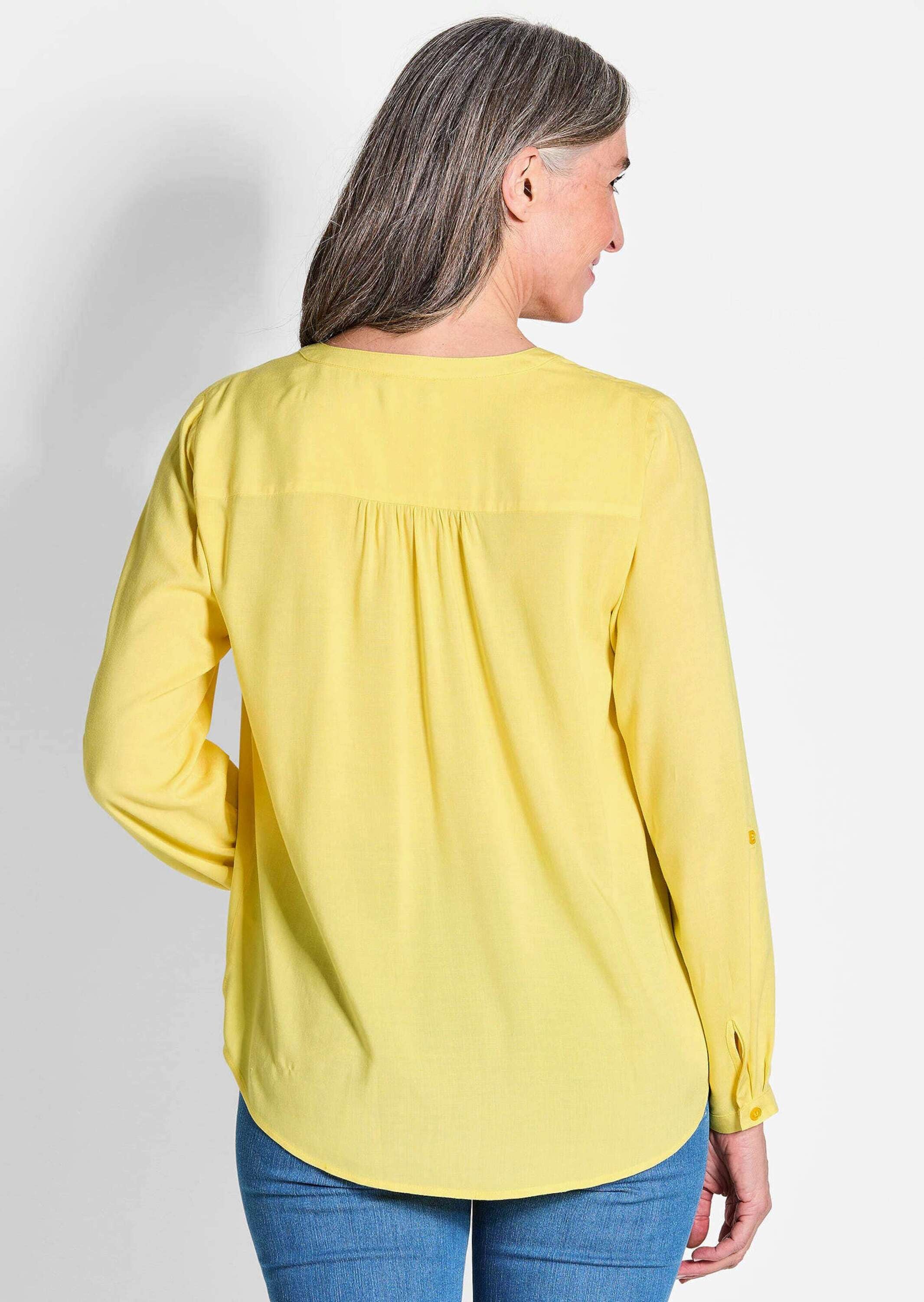 GOLDNER Schlupfbluse »Langarm Businessbluse mit V-Ausschnitt«