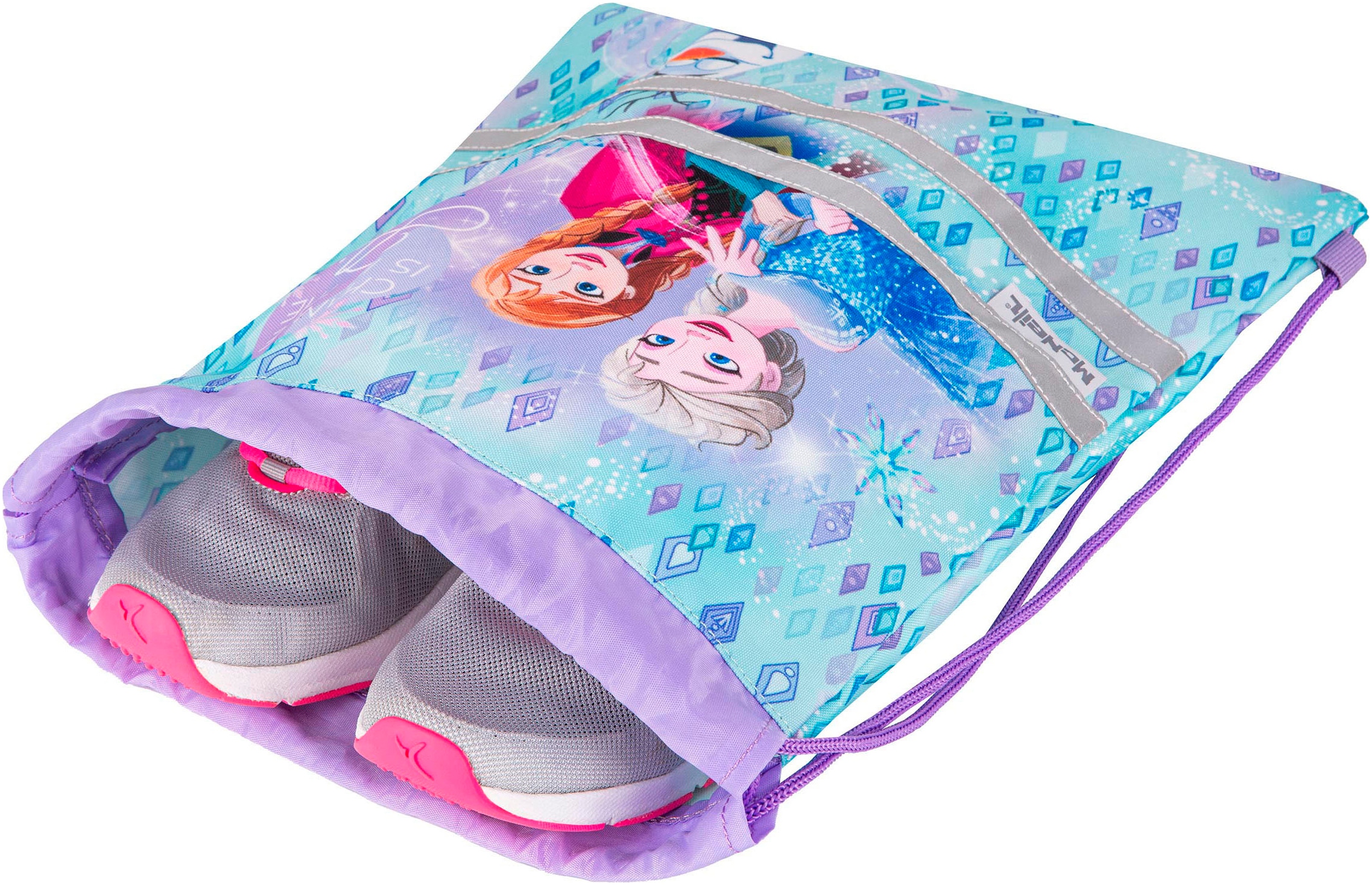 McNeill Schulranzen »Perfecto, Disney, Frozen«, reflektierende Streifen auf den Schultergurten-retroreflektierende Flächen, inkl. Federmäppchen, Turnbeutel, Schlamperrolle & Motivmagnet