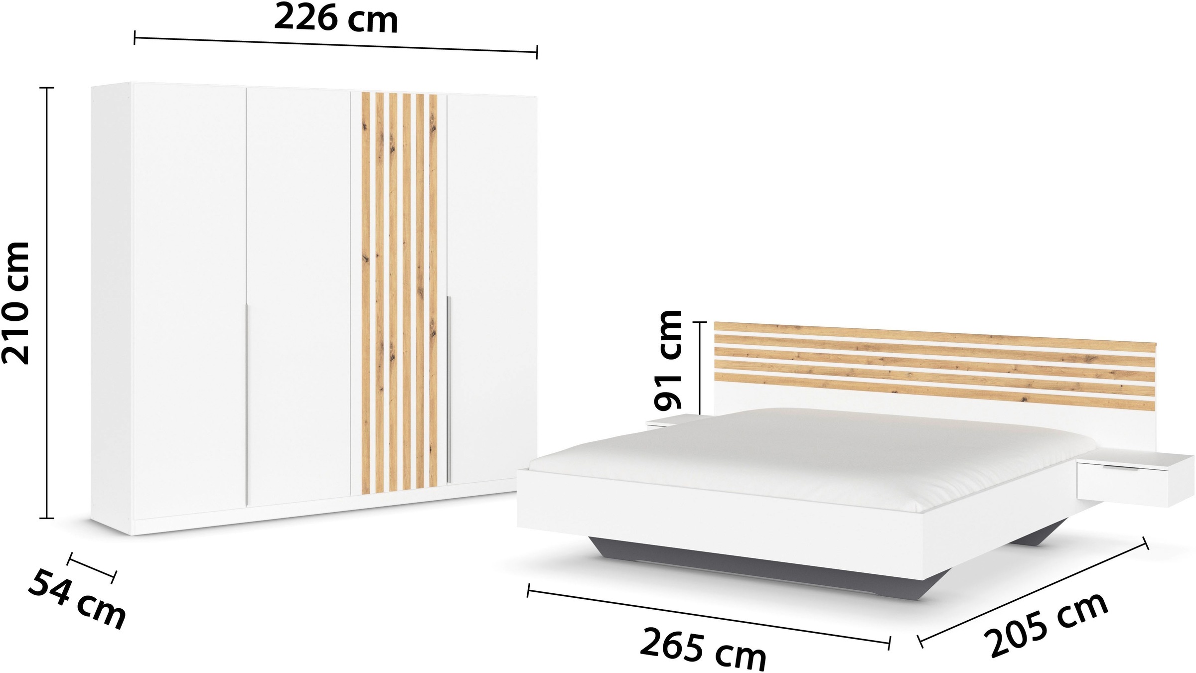 rauch Schlafzimmer-Set »Komplettzimmer Komplett Set Schrank 226 cm Bett 160/180 cm LAMELLA« Set, 3 verschiedene Ausstattungen BASIC/CLASSIC/PREMIUM (inkl. SOFT-CLOSE), 4 tlg. tlg.