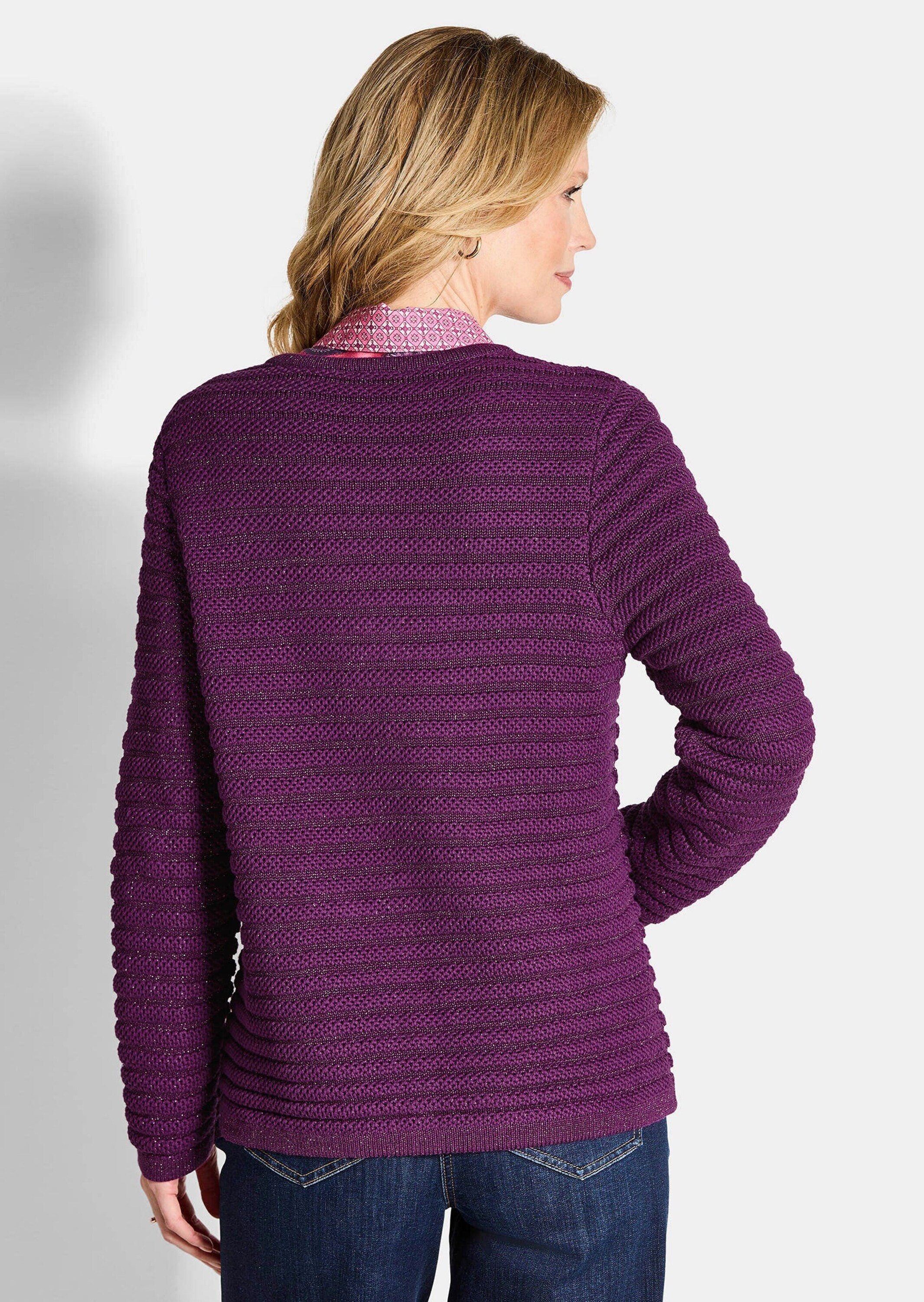 GOLDNER Strickjacke »Kurzgröße Elegante Langarm-Strickjacke mit Lurex«