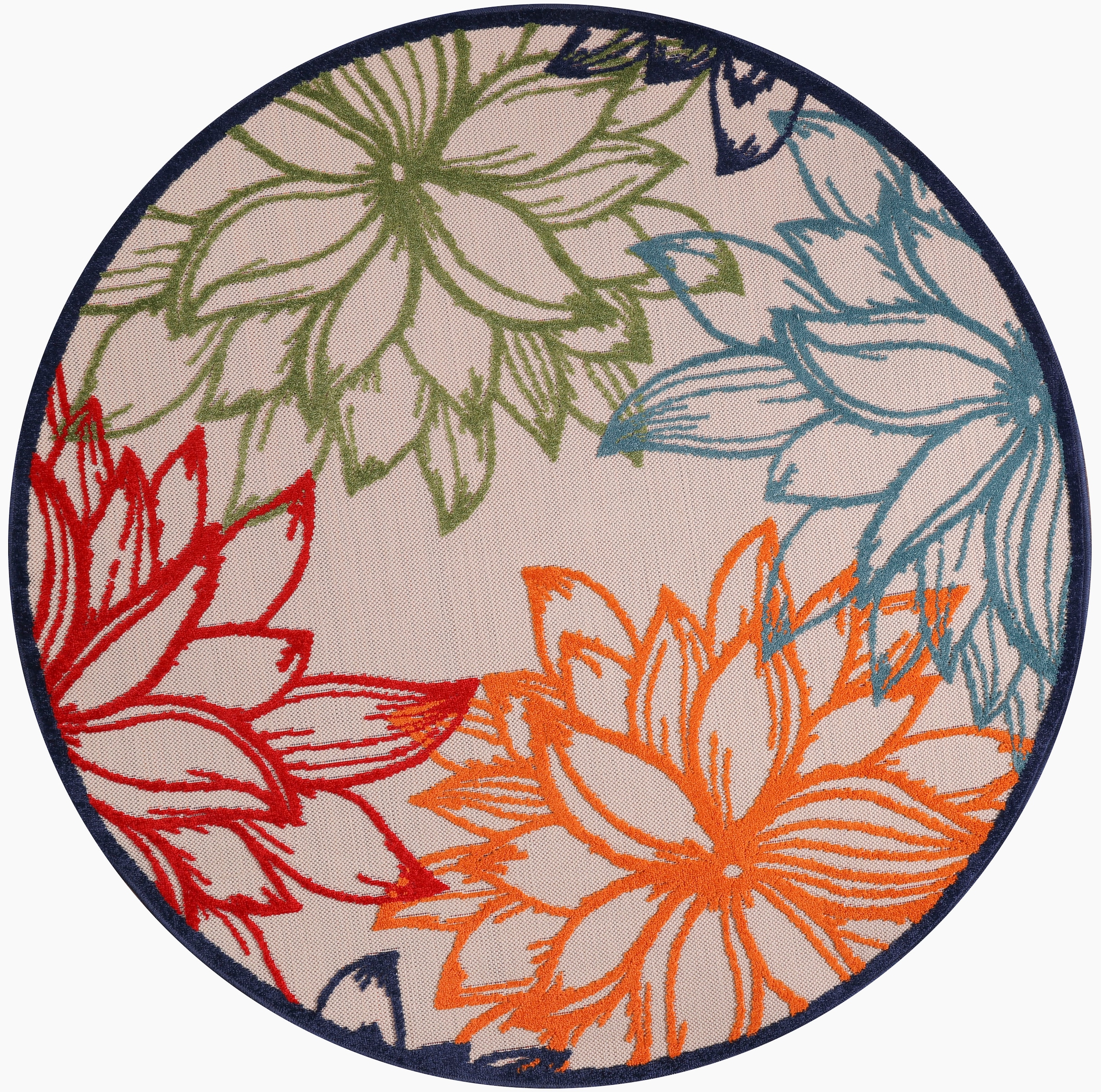 Sanat Teppich »Floral 2 Outdoor«, rund, 6 mm Höhe, In- und Outdoor geeignet, florales Design, Balkon, Terasse