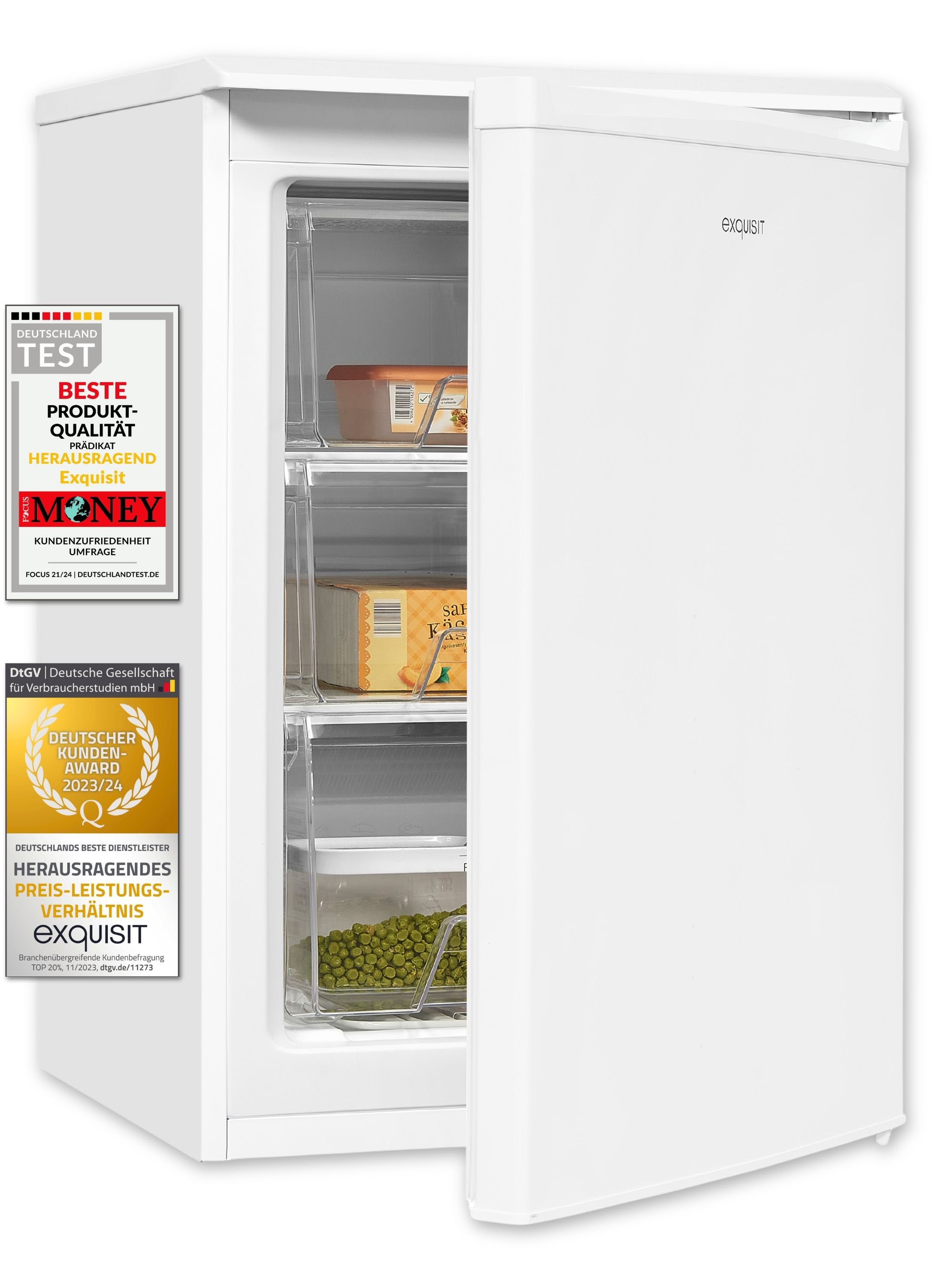exquisit Gefrierschrank »GS80-030E weiss«, 84,5 cm hoch, 55,3 cm breit, Türanschlag wechselbar