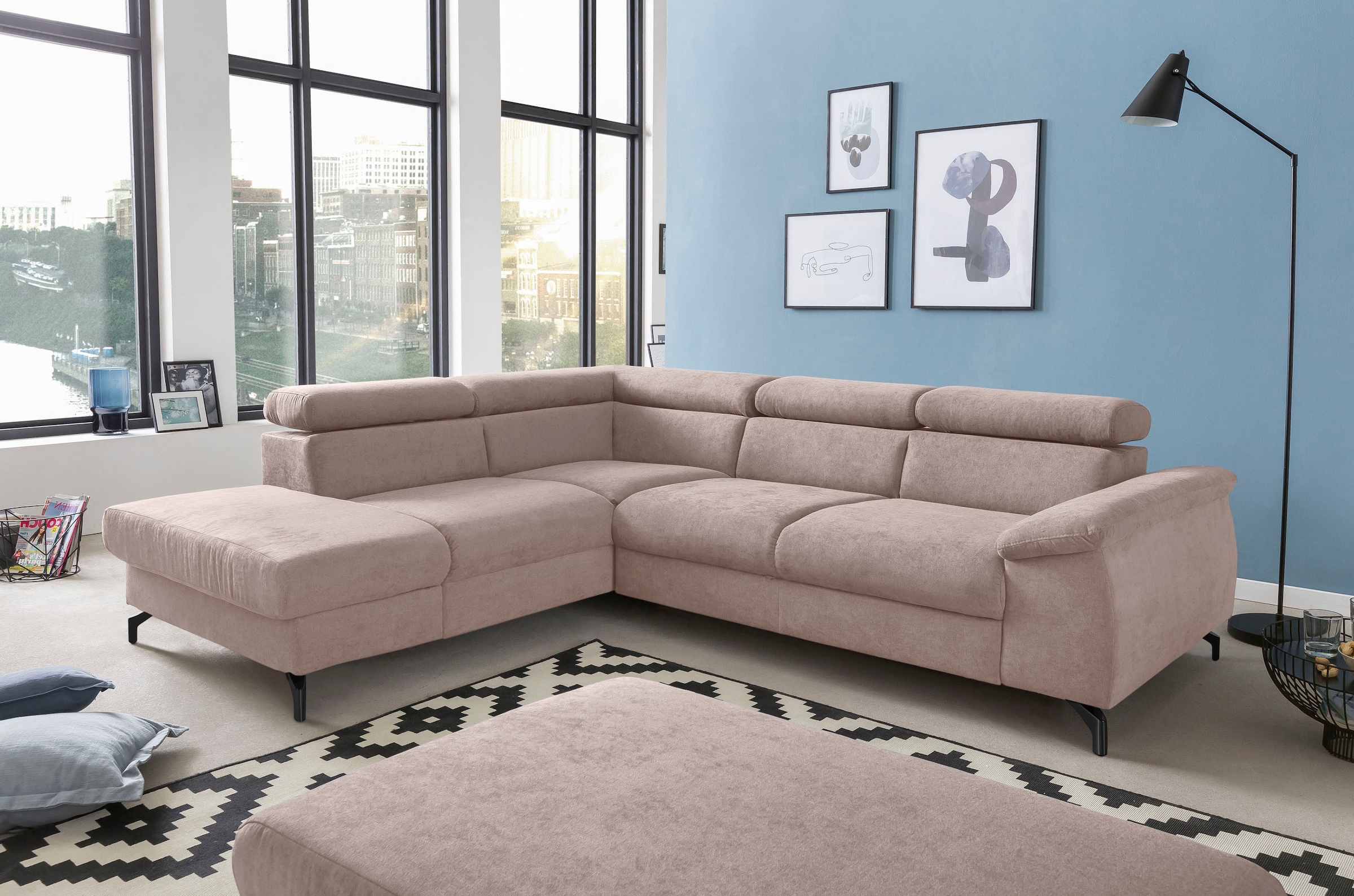 COTTA Ecksofa »Kitty L-Form, B: 249 cm« mit Kopfteilverstellung, optional Schlaffunktion & Bettkasten