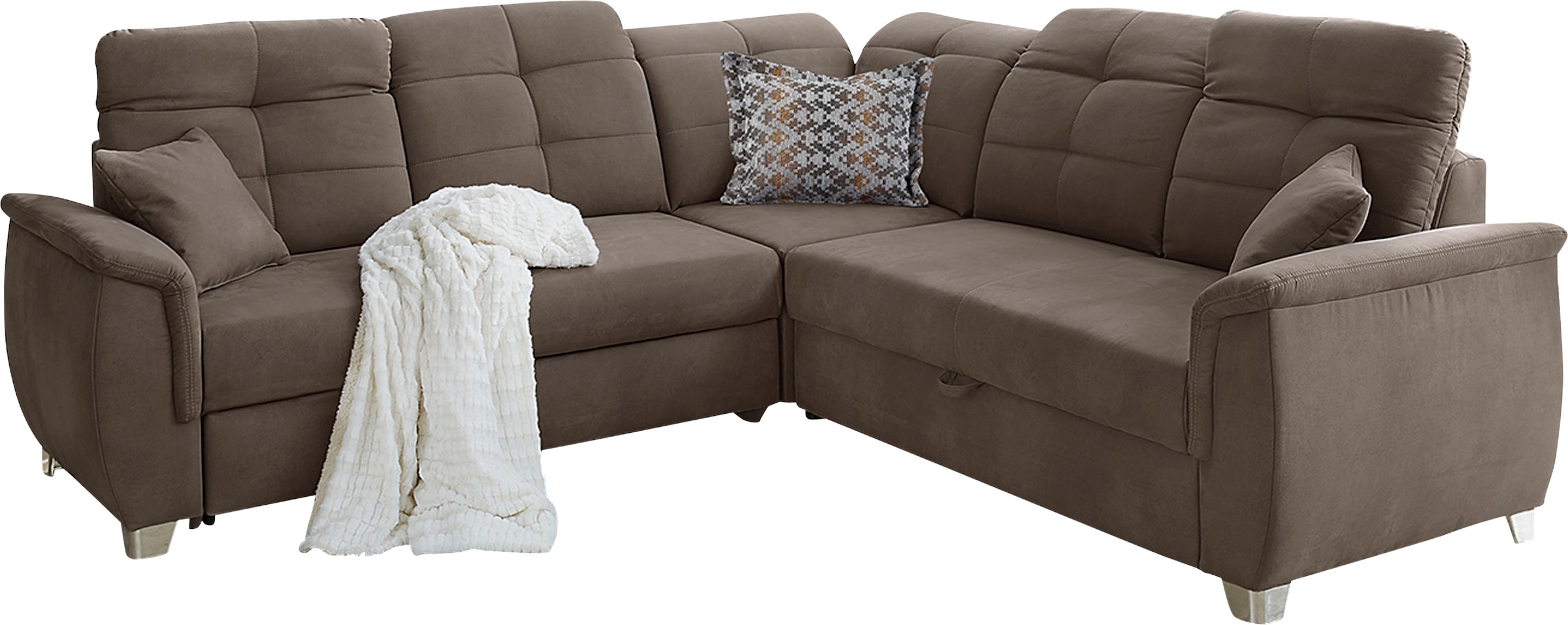 Jockenhöfer Gruppe Ecksofa »Udine L-Form« 6 individuell, verstellbaren Kopfteilen, Gästebett- und Relaxfunktion