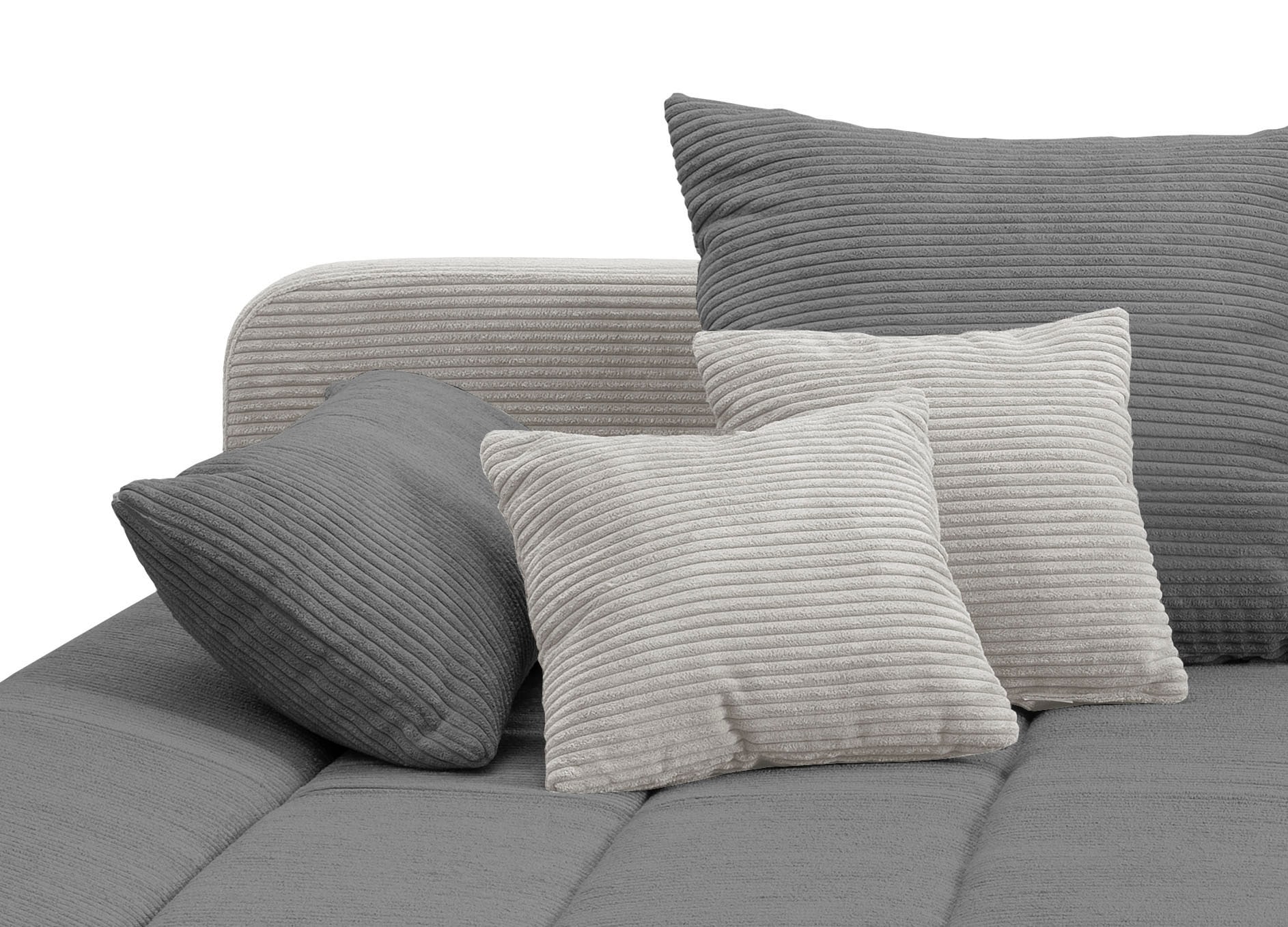 INOSIGN Ecksofa »Imola elegant und bequem, aktuelle Steppung im Sitz, L-Form«, wahlweise mit Bettfunktion