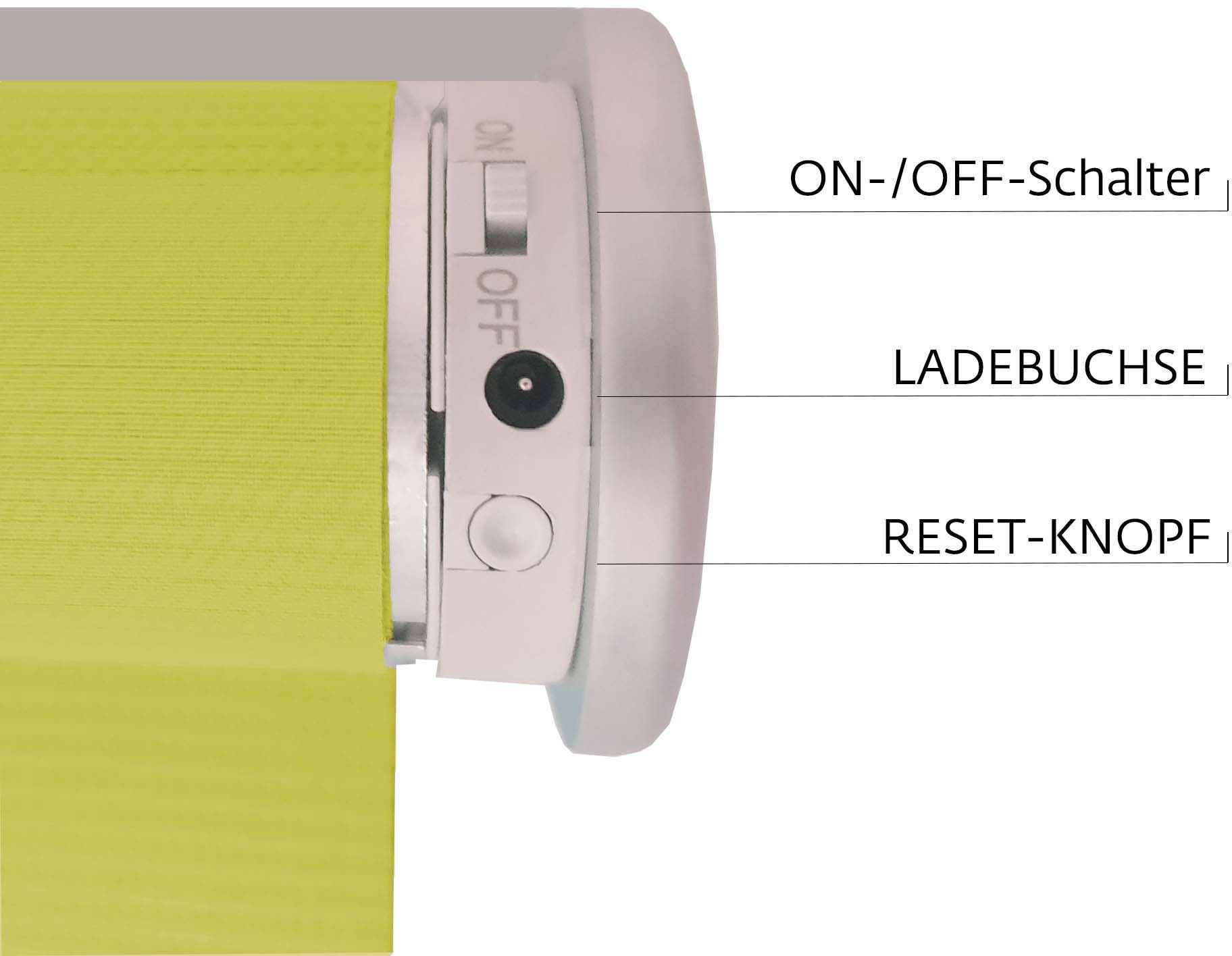 sunlines Elektrisches Rollo »Akkurollo Upcycling appgesteuert, blickdicht, Sunlines«, blickdicht, ohne Bohren, appgesteuert via Bluetooth