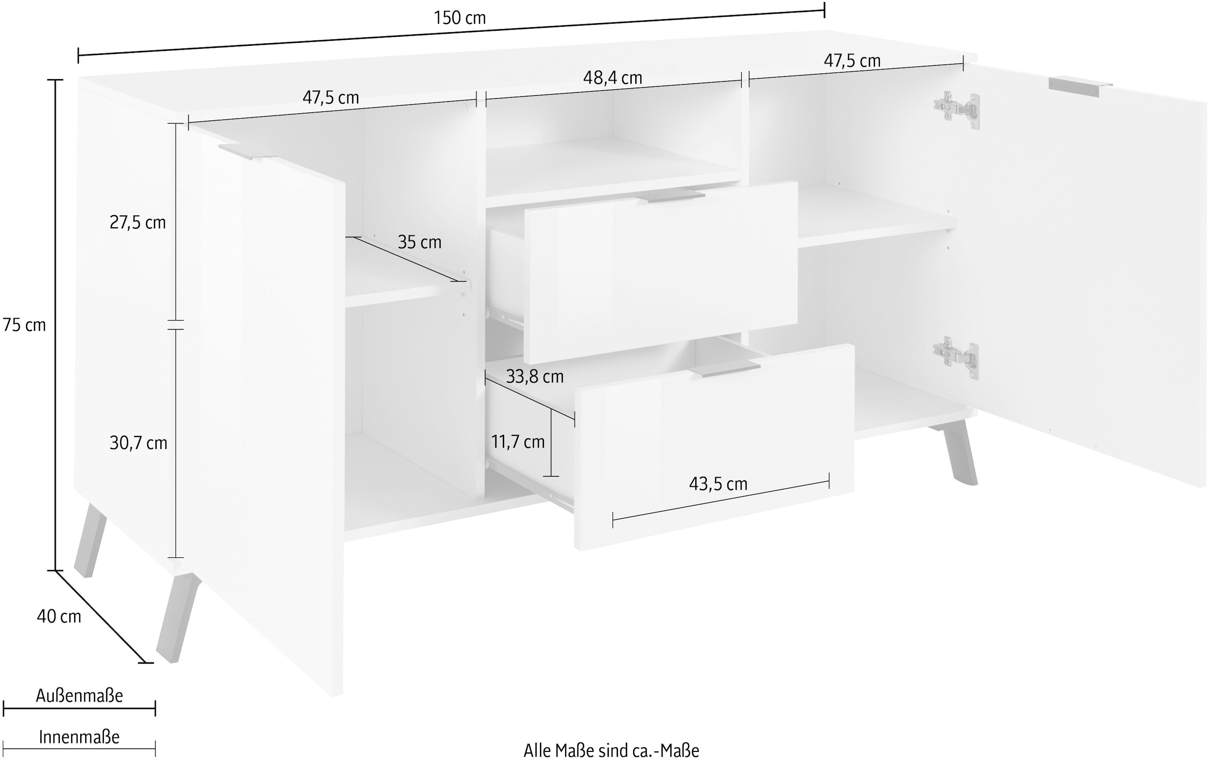 Home affaire Sideboard »CASANOVA« Breite ca. 150 cm
