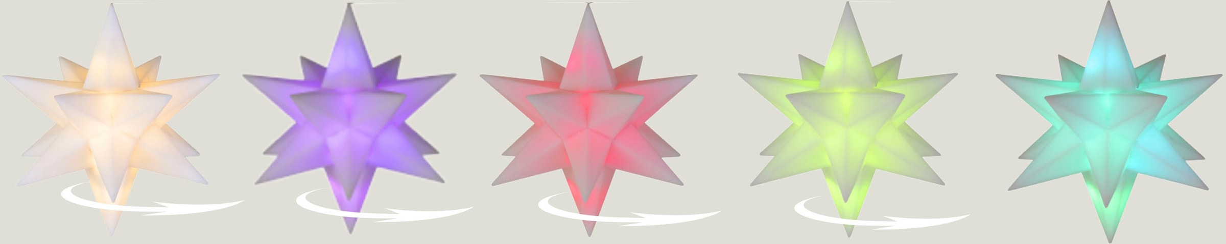 GALAXY LED Stern »3er Set schwebende Sterne, RGB LED, beleuchtete Weihnachtsdeko«, 60 flammig-flammig, Ø 13 cm, Batteriebetrieb, inkl. Fernbedienung