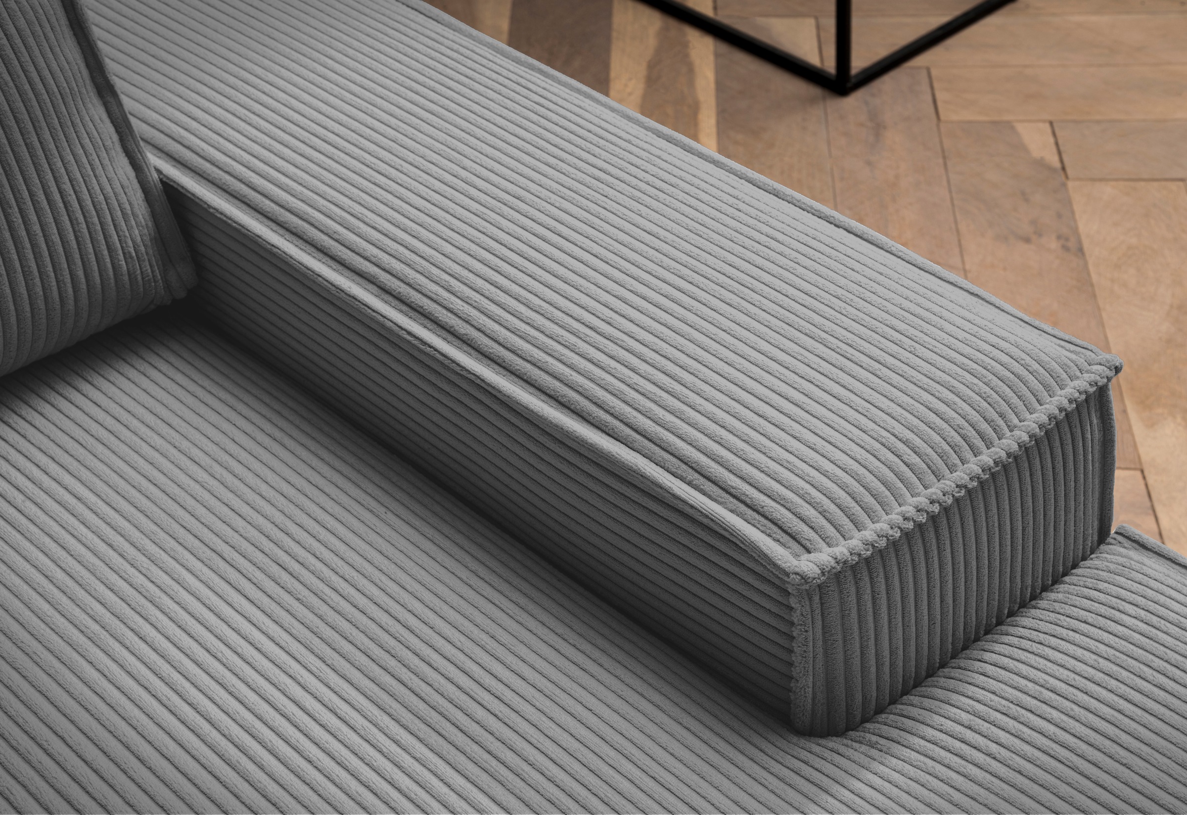 Home affaire Ecksofa »SHERWOOD,  Schlafsofa in L-Form offen (275cm), Cord, Leinenoptik« Schlaffunktion und Bettkasten, Kedernaht, hoher Sitz- & Liegekomfort,