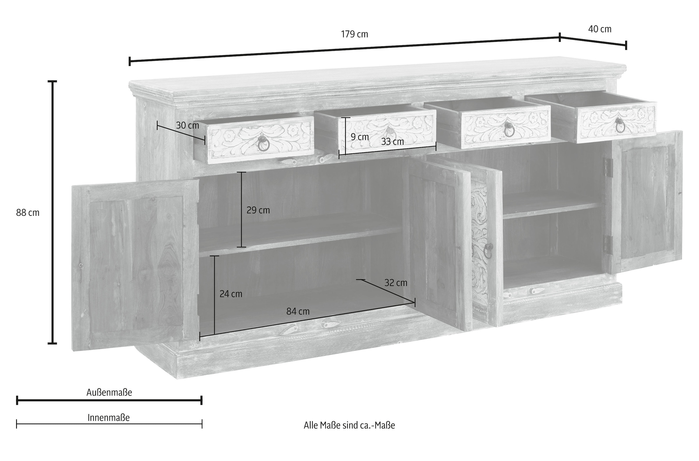 Home affaire kaufen Breite »Malati«, OTTO bei online Sideboard 179 cm