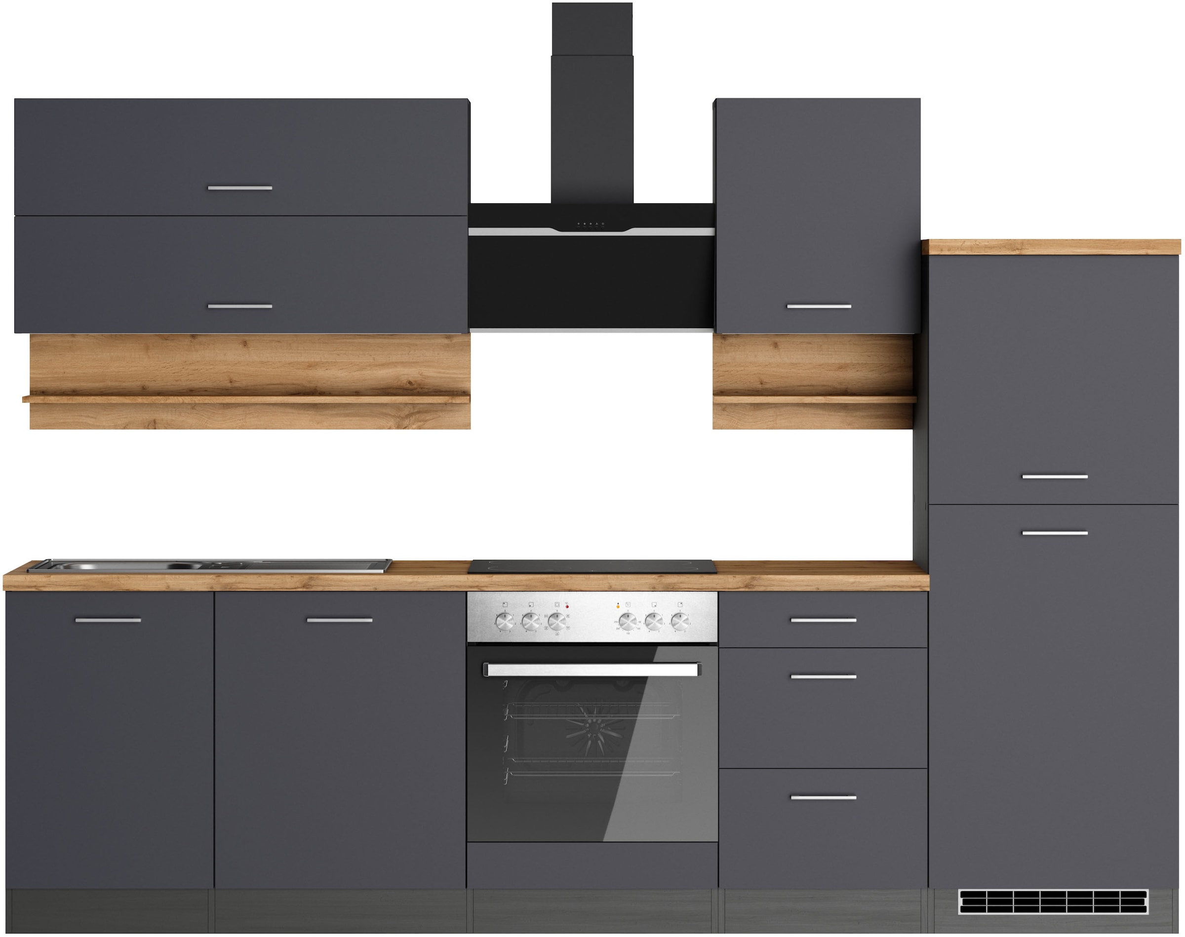 KOCHSTATION Küchenzeile »KS-Milan« 280 cm breit, robuste Metallauszüge, viel Stauraum