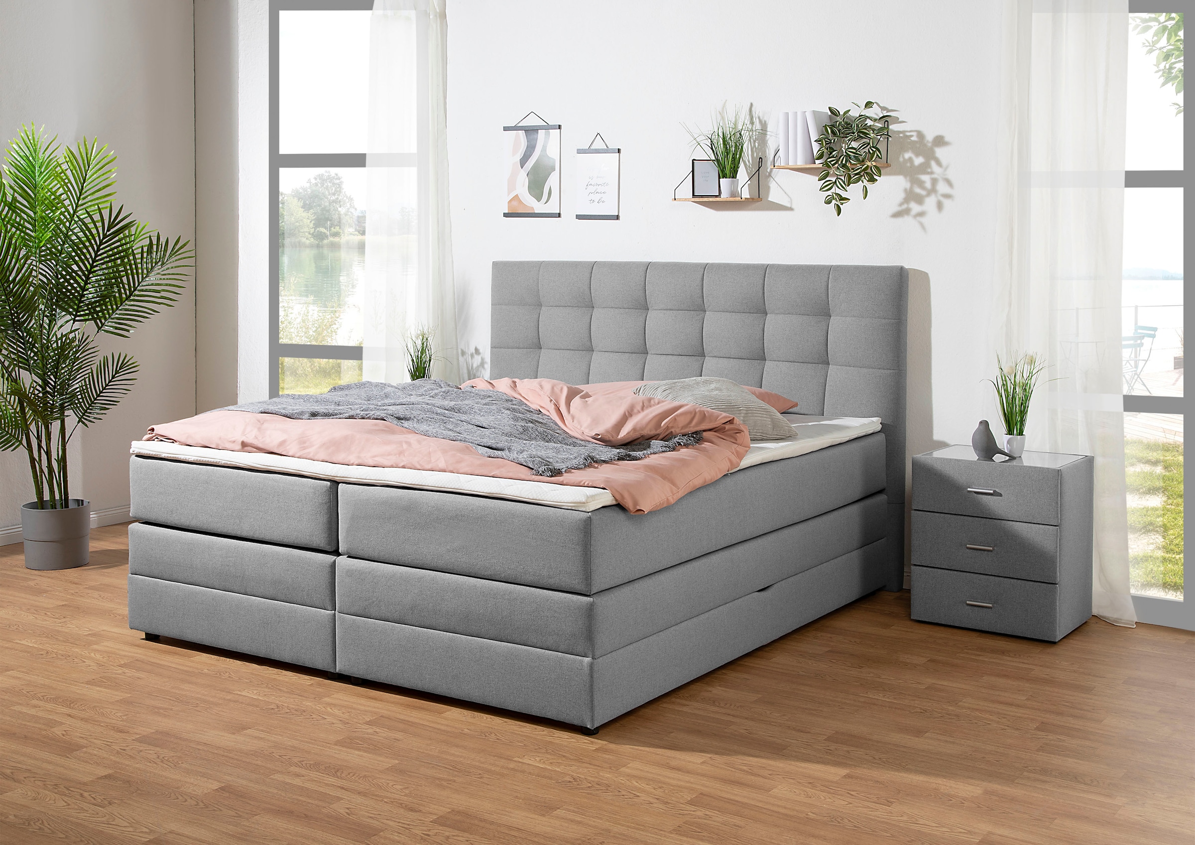 Places of Style Boxspringbett »Ethan«, inkl. Topper und geräumigen Bettkasten erhältlich in H2, H3 und H4