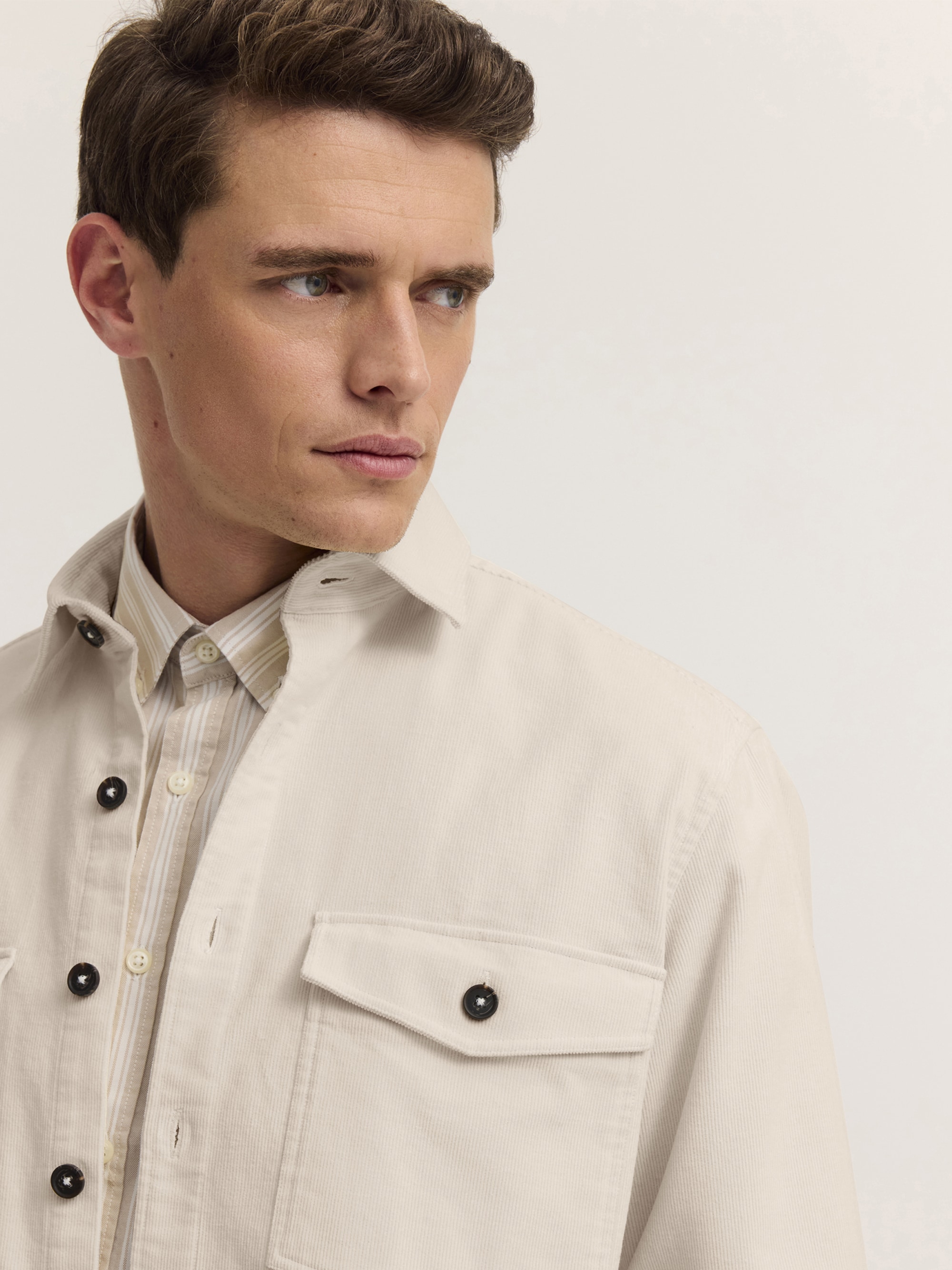 bugatti Langarmhemd »Regular Fit« Regular Fit Cord Overshirt Baumwolle