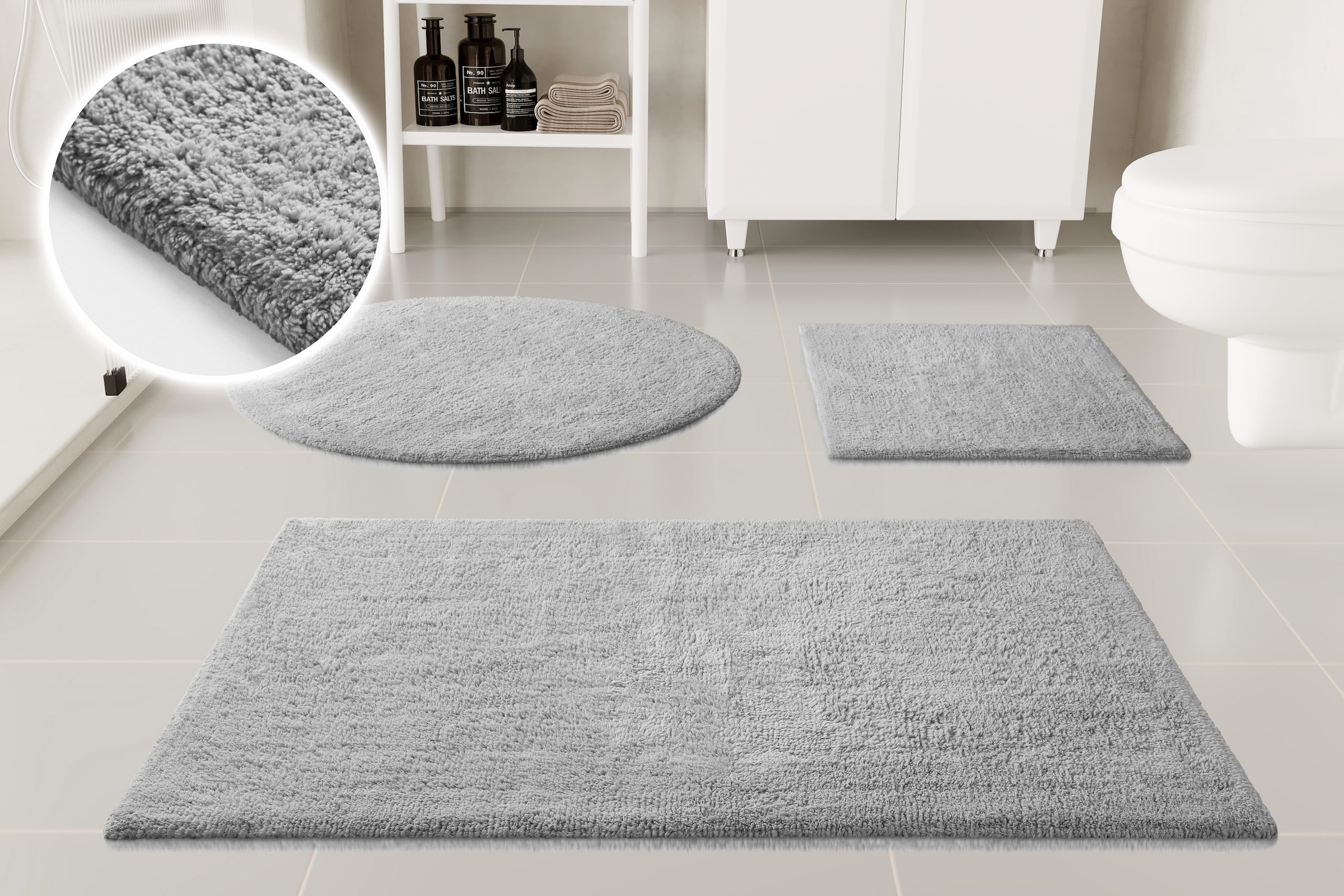 OTTO home Badematte »Selenne« Höhe 20 mm rutschhemmend beschichtet fußbodenheizungsgeeignet Badteppich, getuftet, modern, Uni, antirutsch, flauschig, Baumwolle