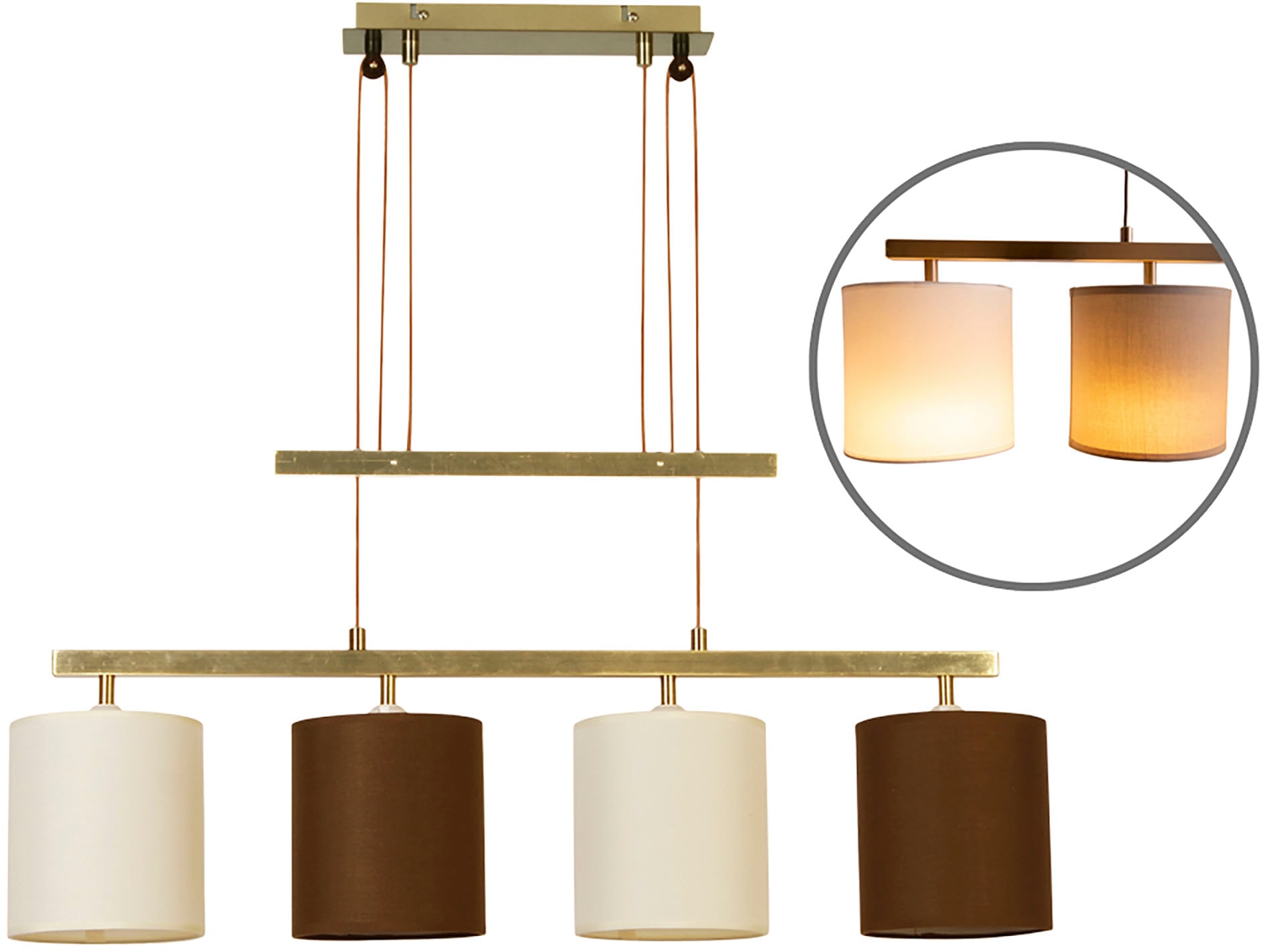 näve Pendelleuchte »Tilde«, 4 flammig, Leuchtmittel E27 | ohne Leuchtmittel, verstellbar, Stahl/Textil, Höhe: 116cm, exkl. 4x E27 max. 40W
