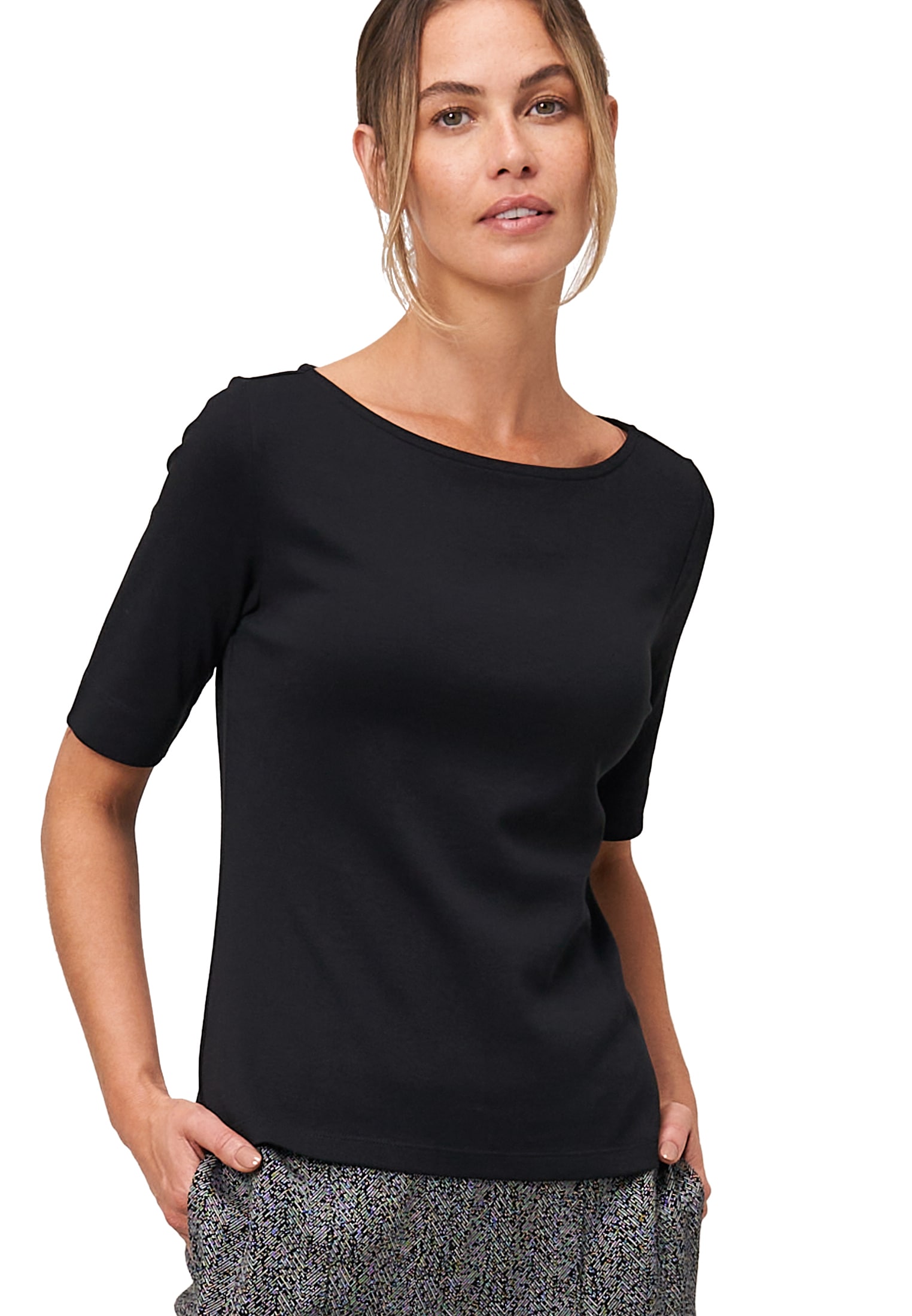 Zero T-Shirt »Baumwollshirt mit U-Boot Ausschnitt«