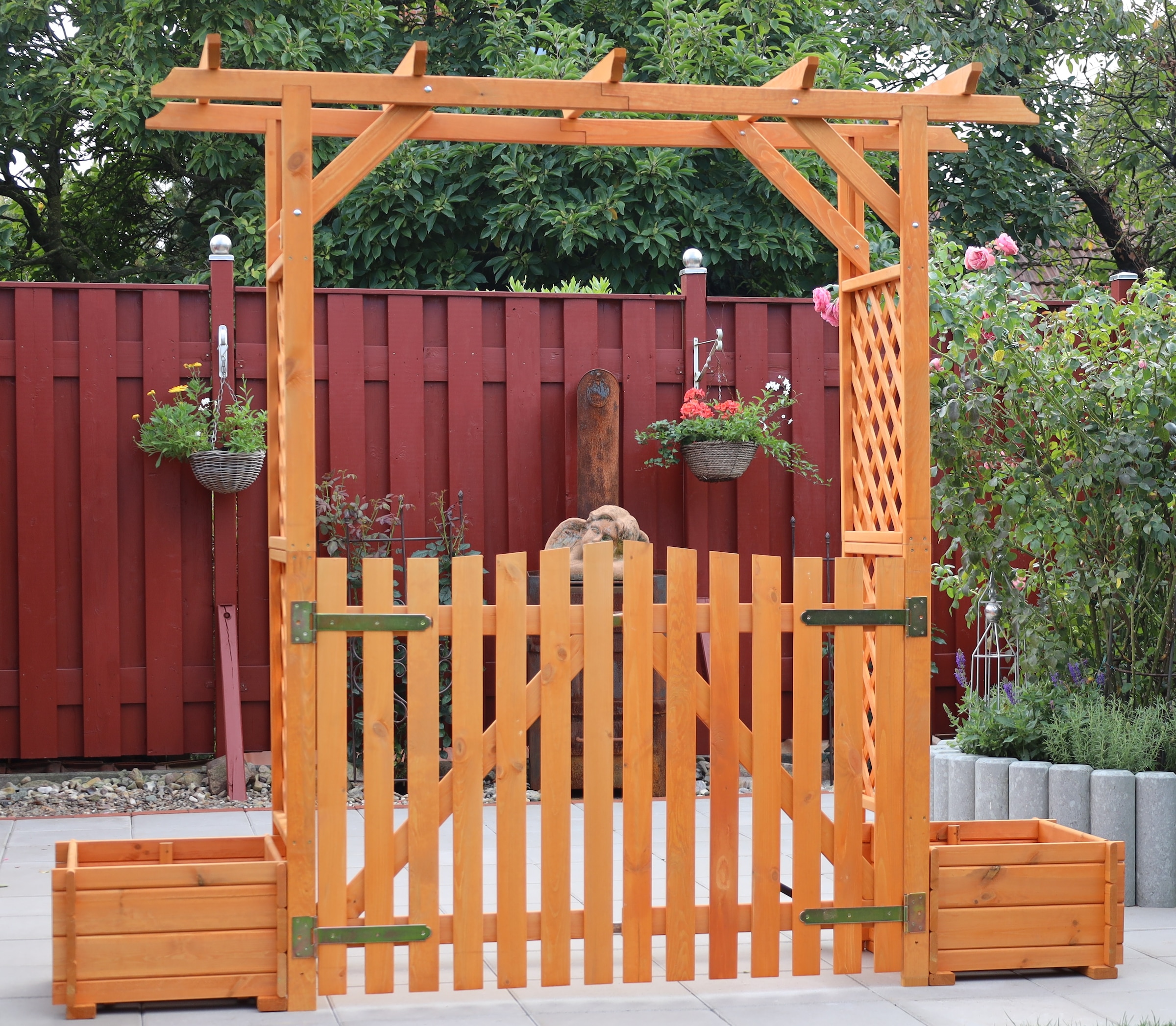 Promadino Rosenbogen »Bamberg« mit Türen und Pflanzkästen in braun, Größe B/H/T: 240 cm x 197 cm x 51 cm