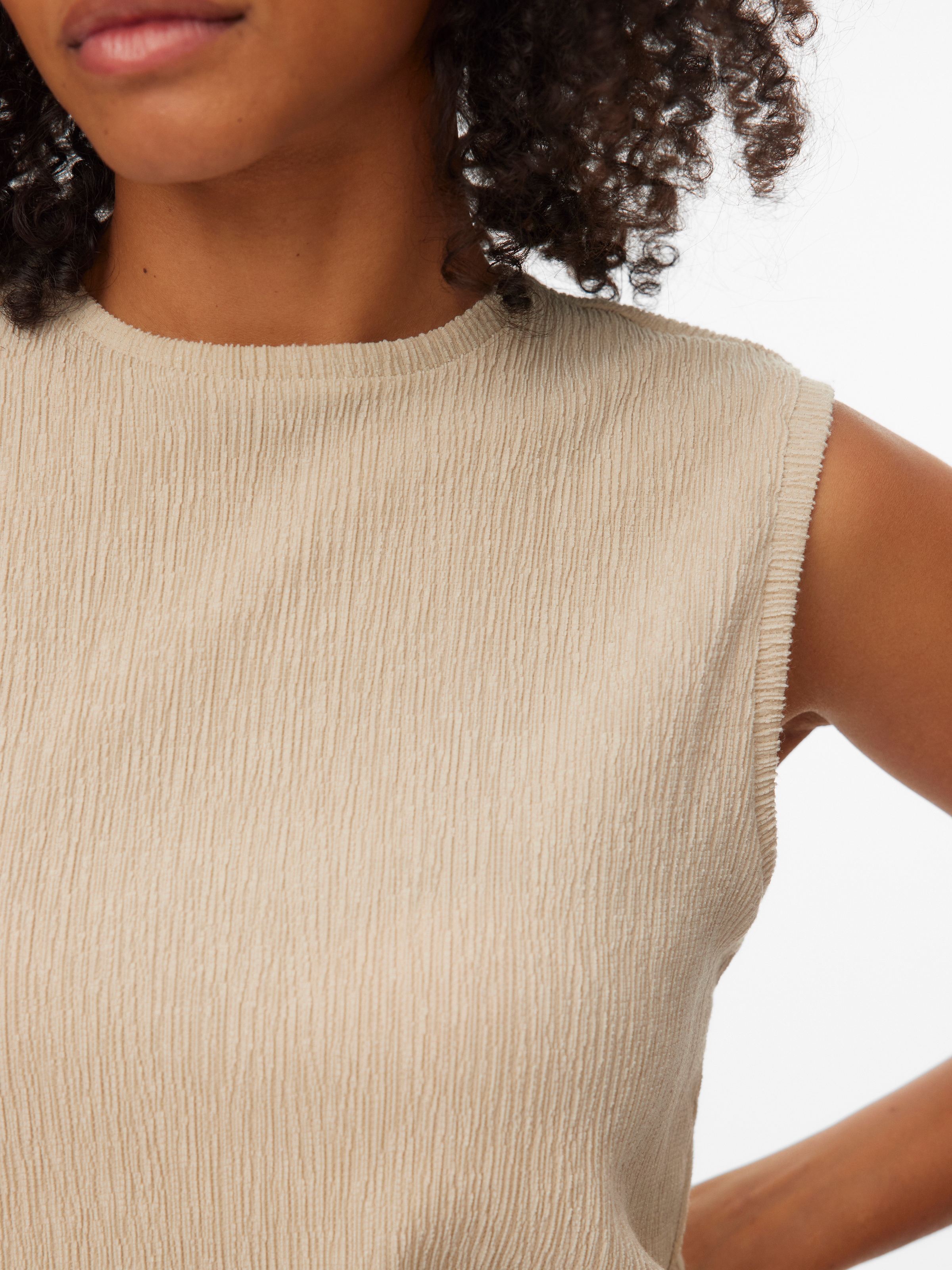 Vero Moda Shirttop »VMLUNA SL O-NECK TOP JRS NOOS« Materialmix, regular fit