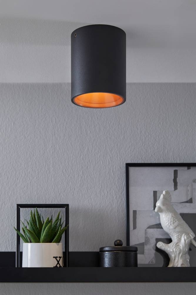 EGLO Deckenleuchte »POLASSO«, 1 flammig, Leuchtmittel LED-Modul | LED wechselbar, Deckenlampe, Aluminium, Kunststoff, Farbe: Schwarz, kupfer, Ø: 10 cm