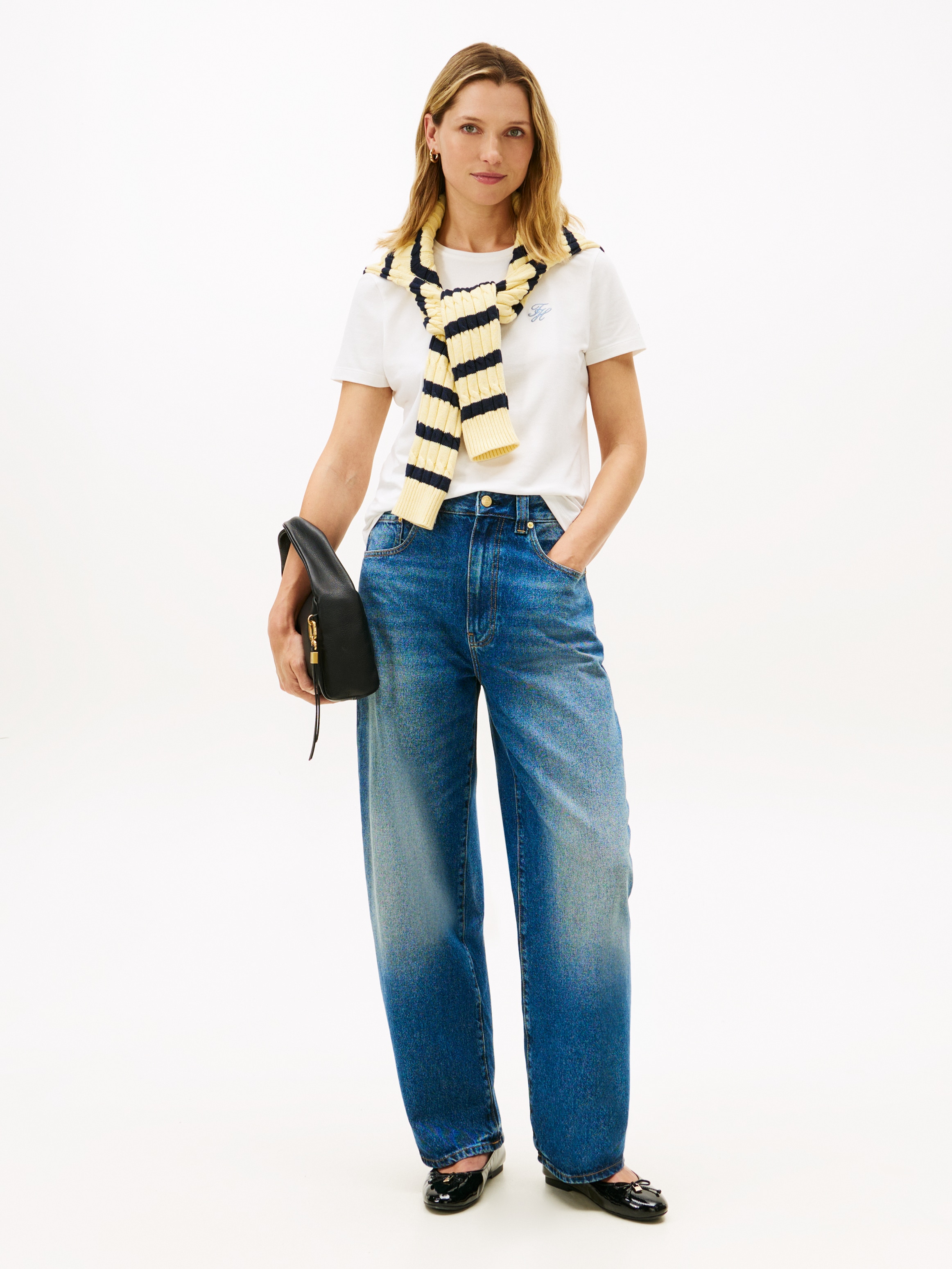 Tommy Hilfiger Kurzarmshirt »TH SCRIPT REG C-NK SS TEE« Stretch, Baumwollmischung, regular fit