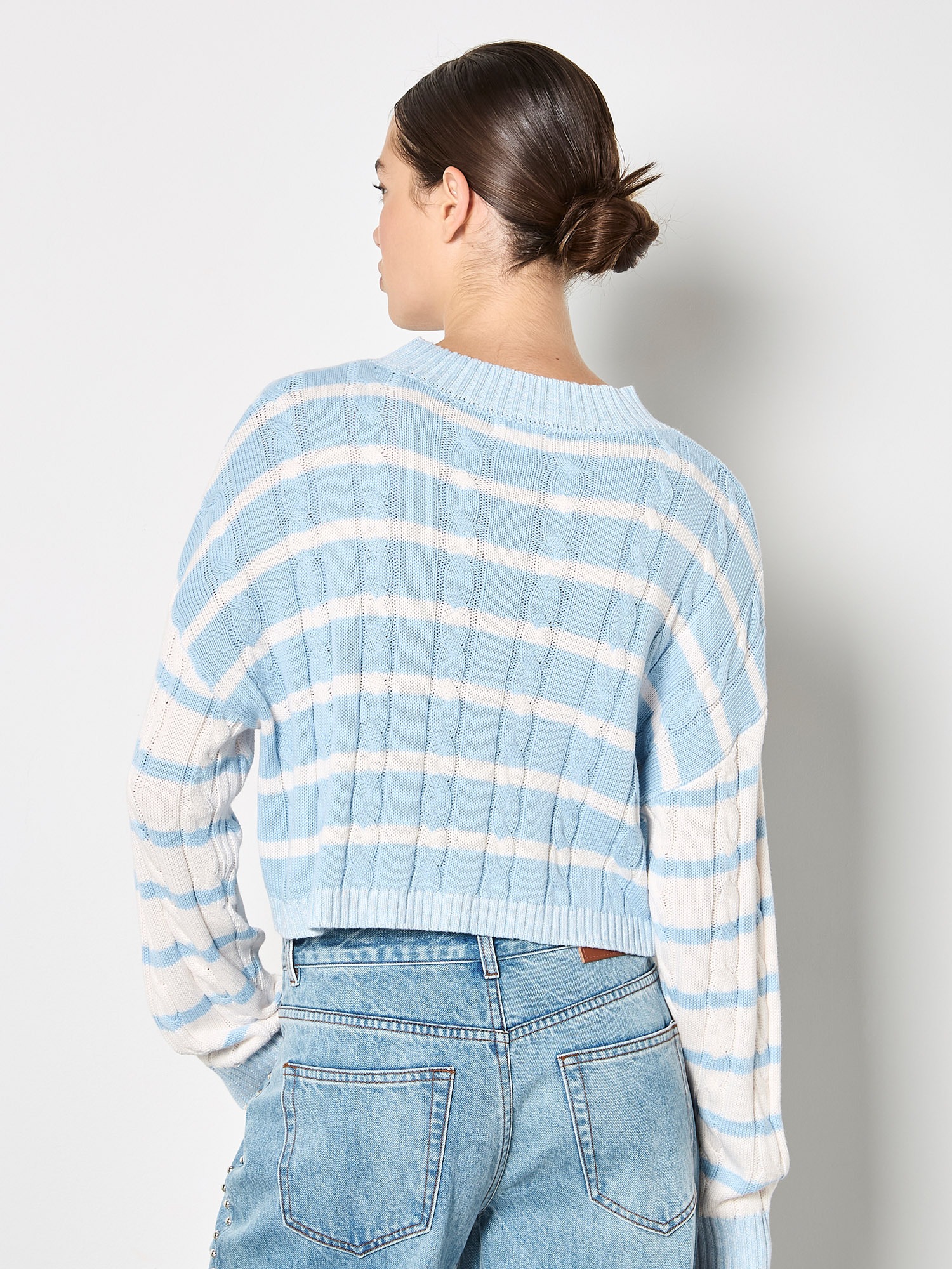 Apricot Strickpullover »Pullover« mit Zopfmuster und Kontraststreifen