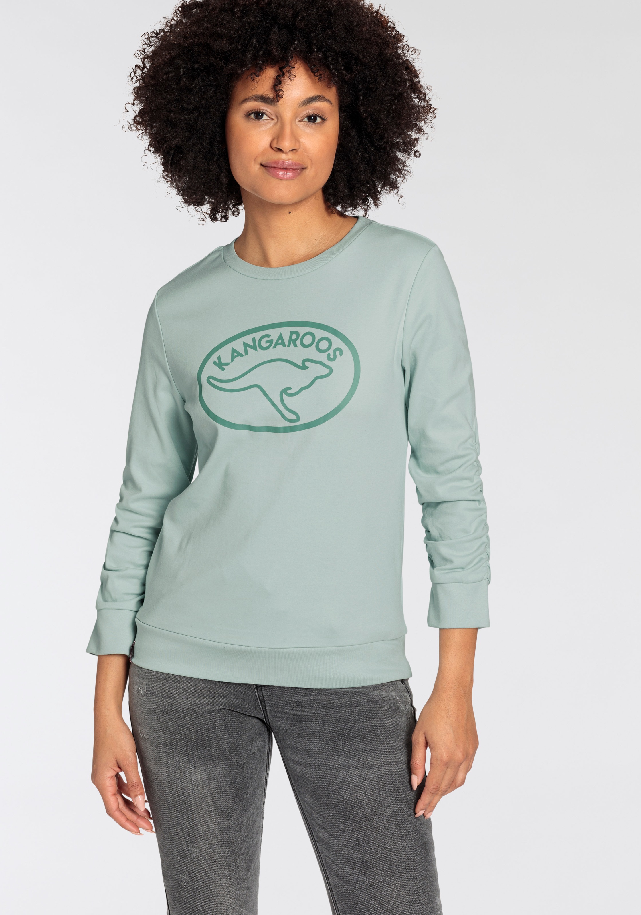 Sweatshirt, mit Raffung am Ärmel und Marken-Logo-Print - NEUE-KOLLEKTION