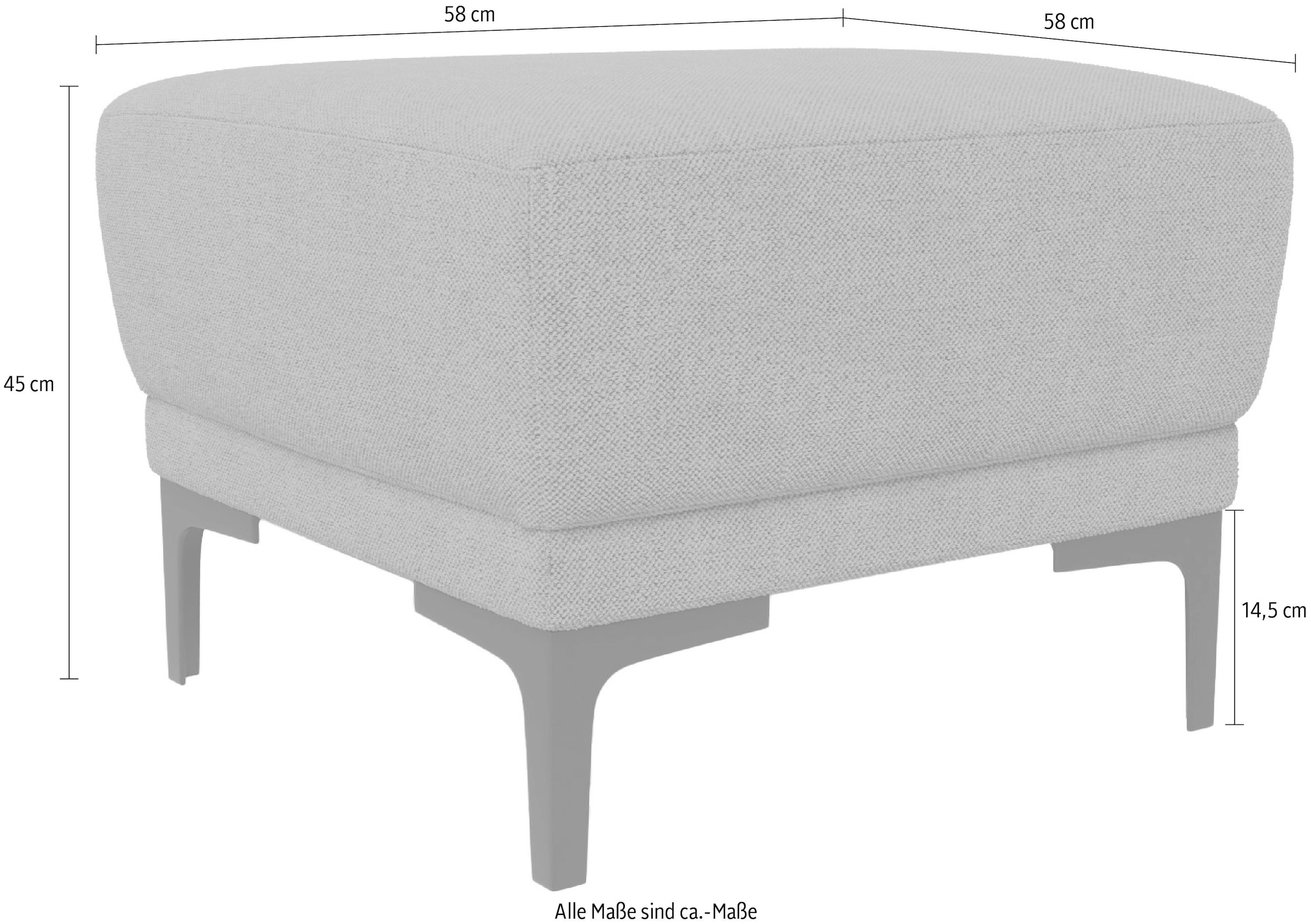 Places of Style Polsterhocker »Xander«, Breite 58 cm, Soft-Touch Chenille, schwarze Metallfüße