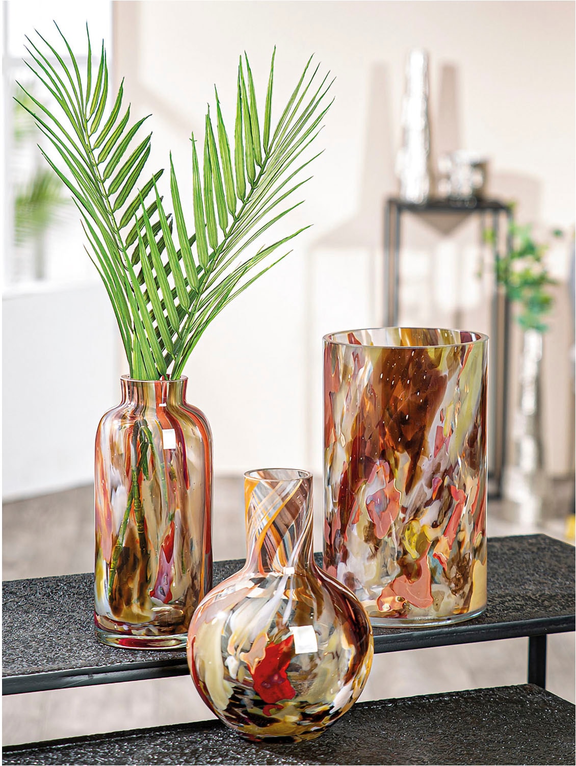 GILDE Tischvase »Vase Roslin Höhe ca. 21 cm«, (1 St.), Europäische Handarbeit, aus durchgefärbtem Glas