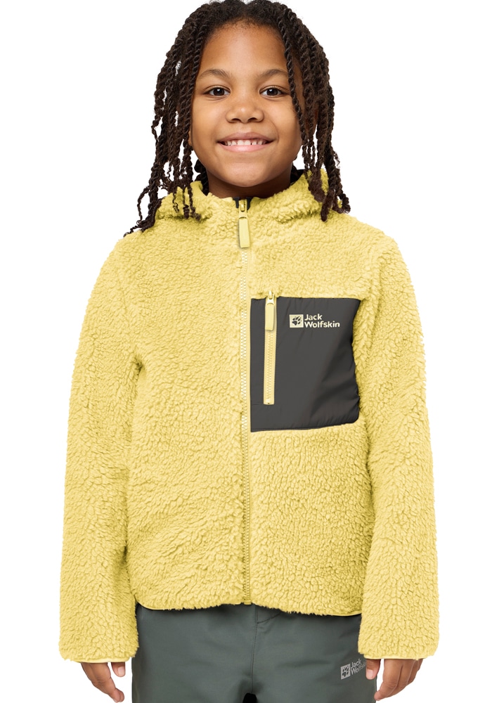 Jack Wolfskin Fleecejacke »ICE CURL HOOD JACKET K«, mit Kapuze, Wärmend, winddicht, Übergangsjacke