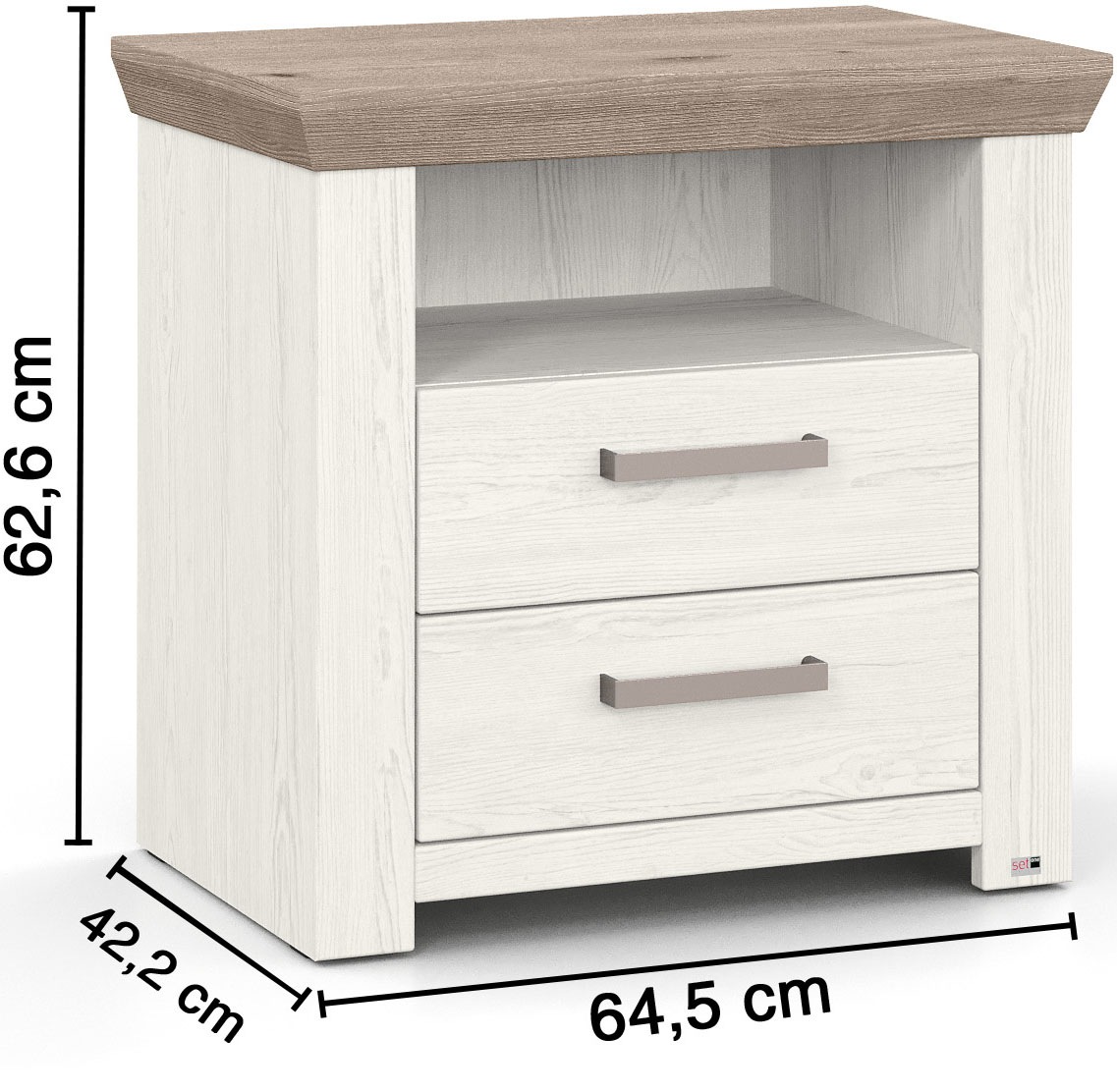 set one by Musterring Nachtkommode »York Schlafen« 1 Stk. tlg. mit zwei Schubkästen und offenem Fach, zwei Farbvarianten, B65 x T42cm