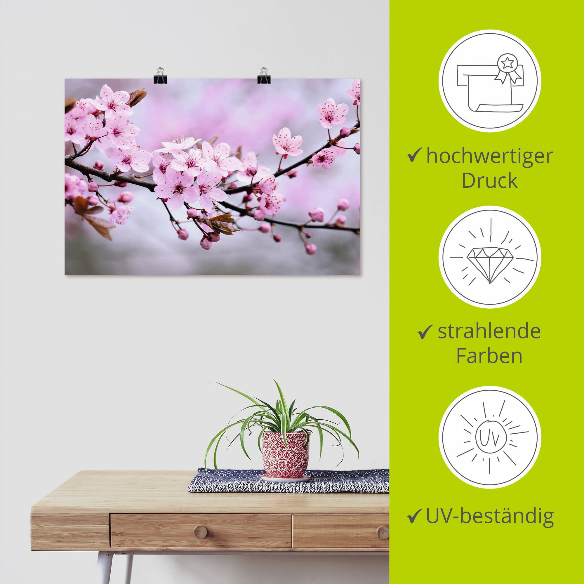 Artland Wandbild »Kirschblüten« 1 Stk. tlg. als Alubild, Outdoorbild, Leinwandbild, Poster, Wandaufkleber