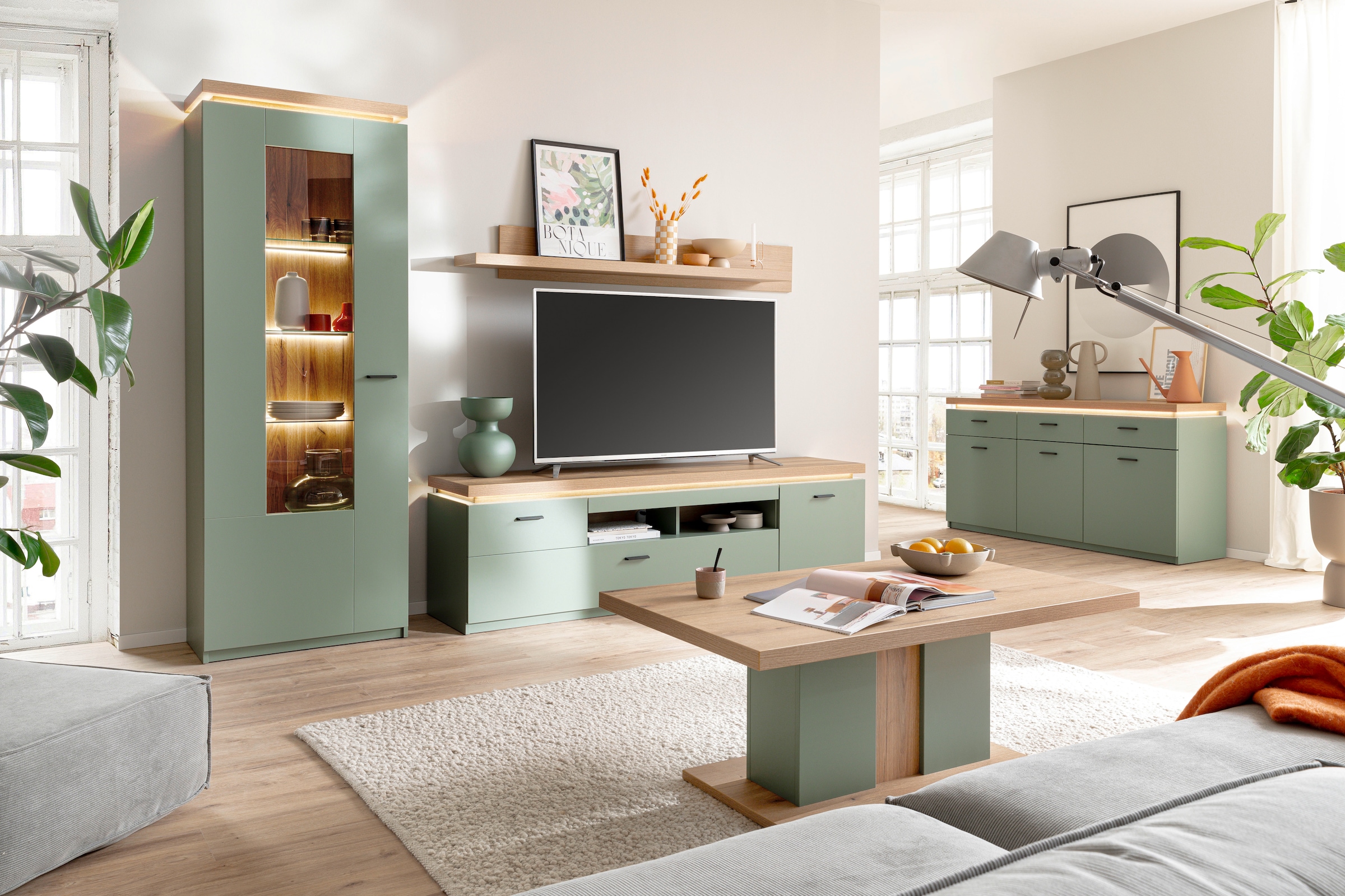 MCA furniture Wohnwand »MONIZ Wohnkomination 2«, (Komplett-Set, 3 St.), Türen/ Schubkästen gedämpft