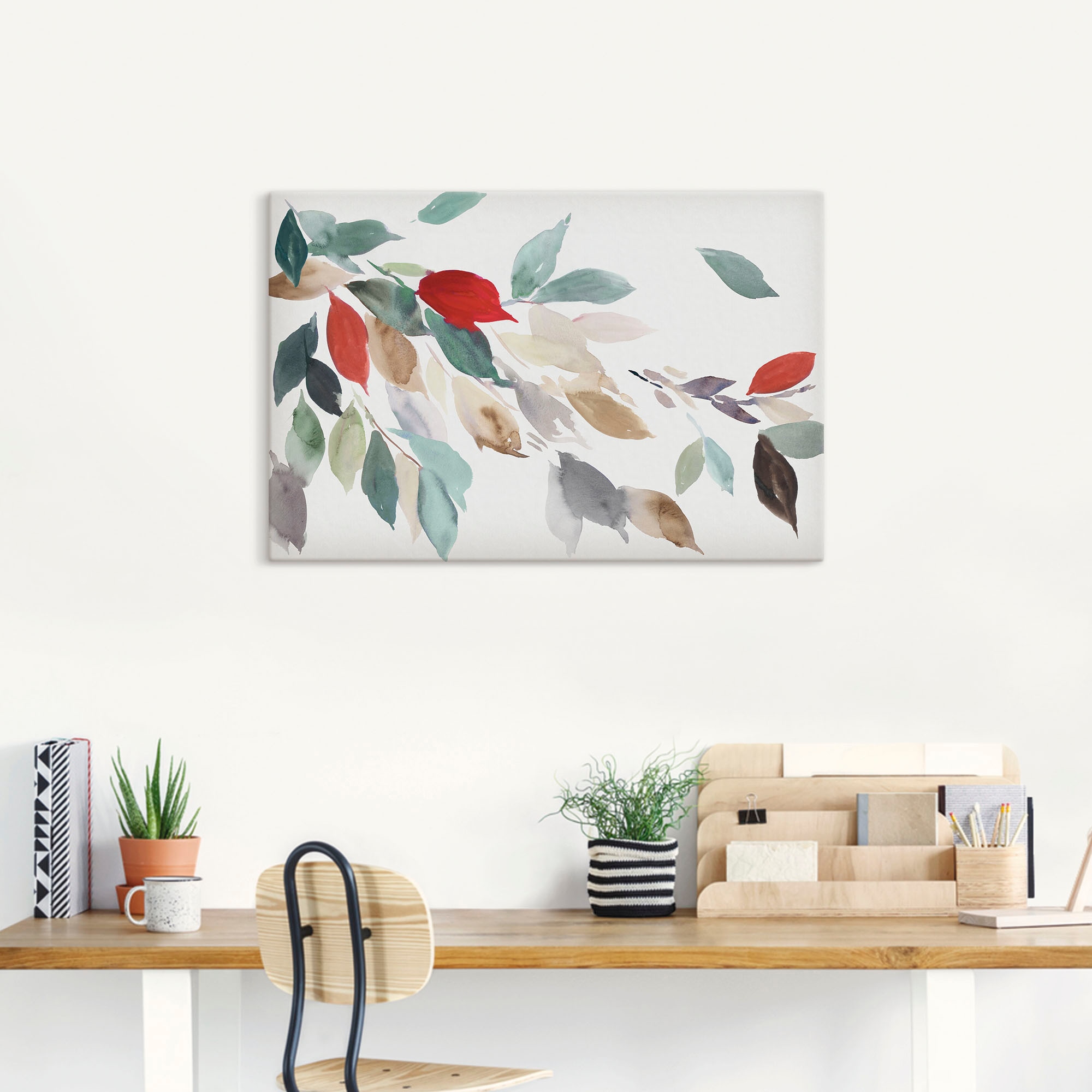 Artland Leinwandbild »Herbstfarbene Blätter III« Blätterbilder 1 Stk. tlg. auf Holzrahmen gespannt