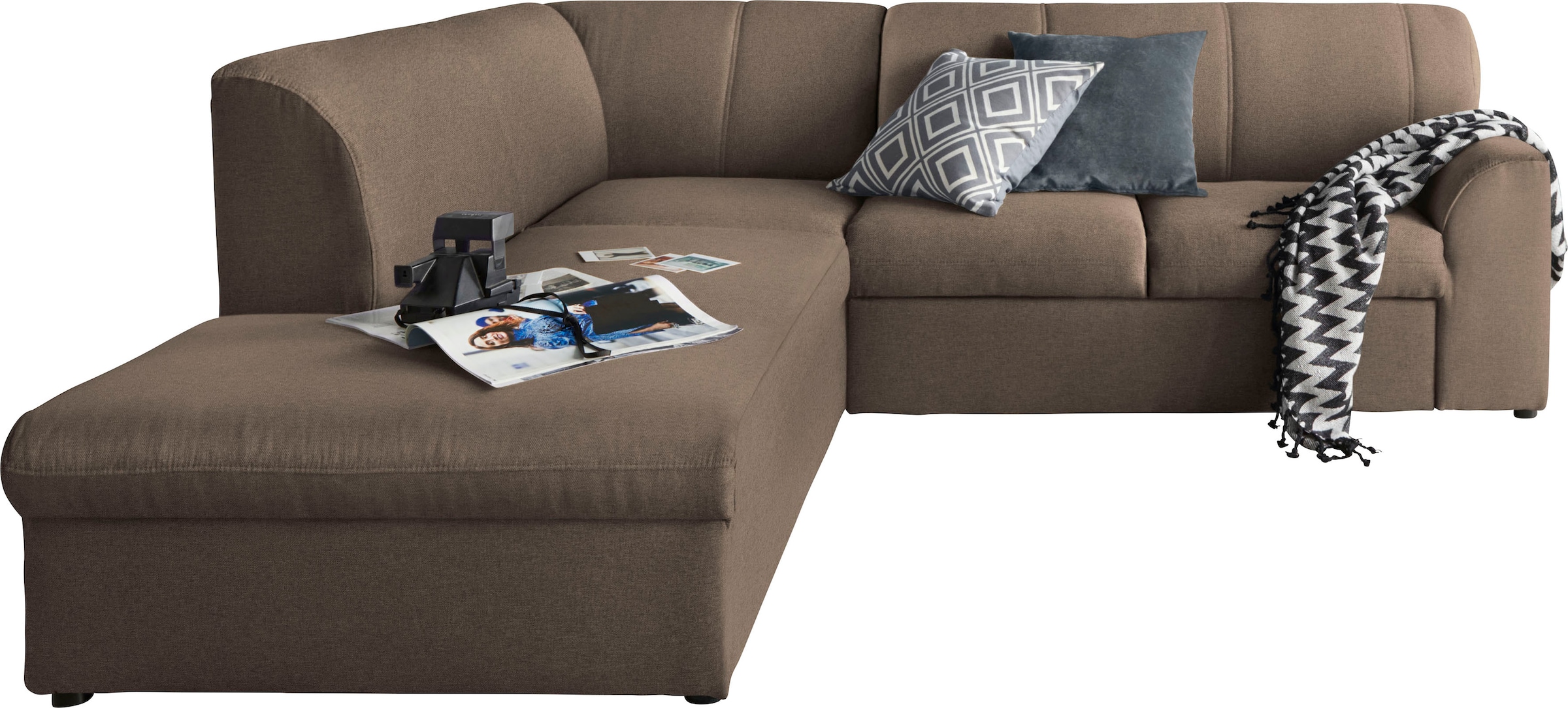 DOMO collection Ecksofa »Topper zeitlos elegant, kompakte Stellmaße, OTTOs Choice, L-Form«, mit Ottomane, wahlweise mit Schlaffunktion